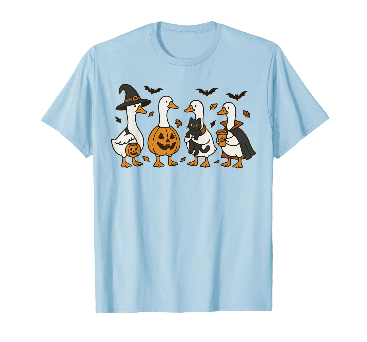 Halloween Spooky Silly Goose in Witch Pumpkin Costume T-Shirt
