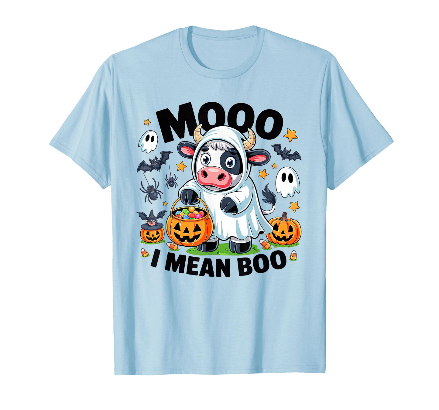 Moo I Mean Boo Spooky Cow Halloween Spooky Heifer Cute Ghost T-Shirt