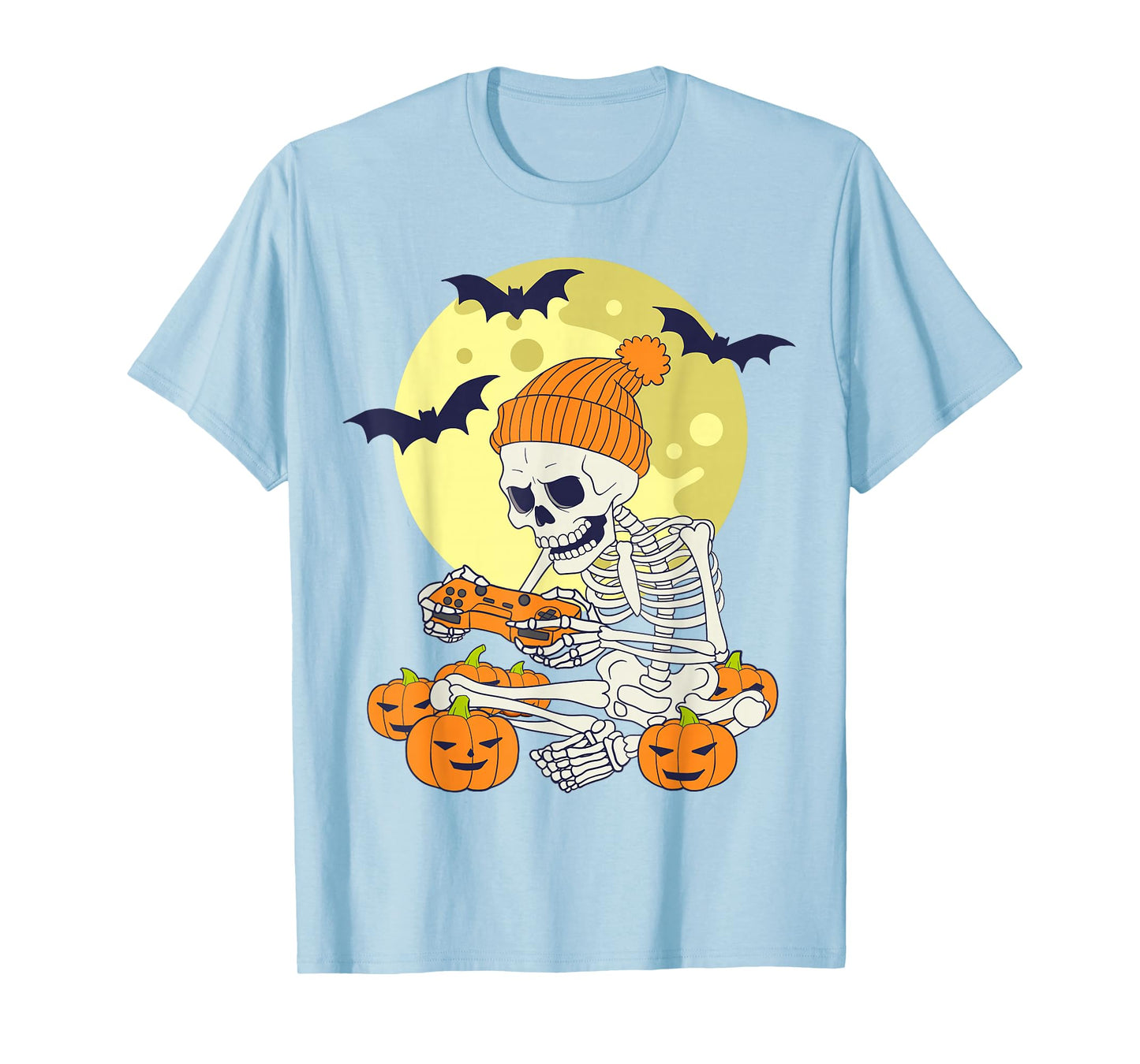 Funny Halloween Skeleton Gamer Video Games Boys Mens Gaming T-Shirt
