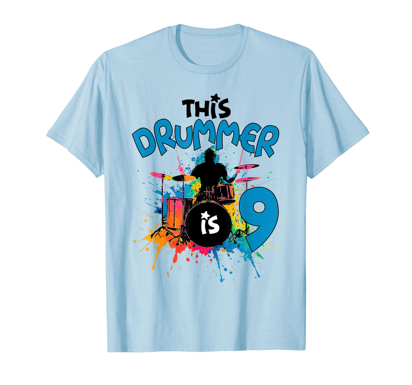 Colorful Drummer 9th Birthday Gift For 9 Years Old Kids T-Shirt