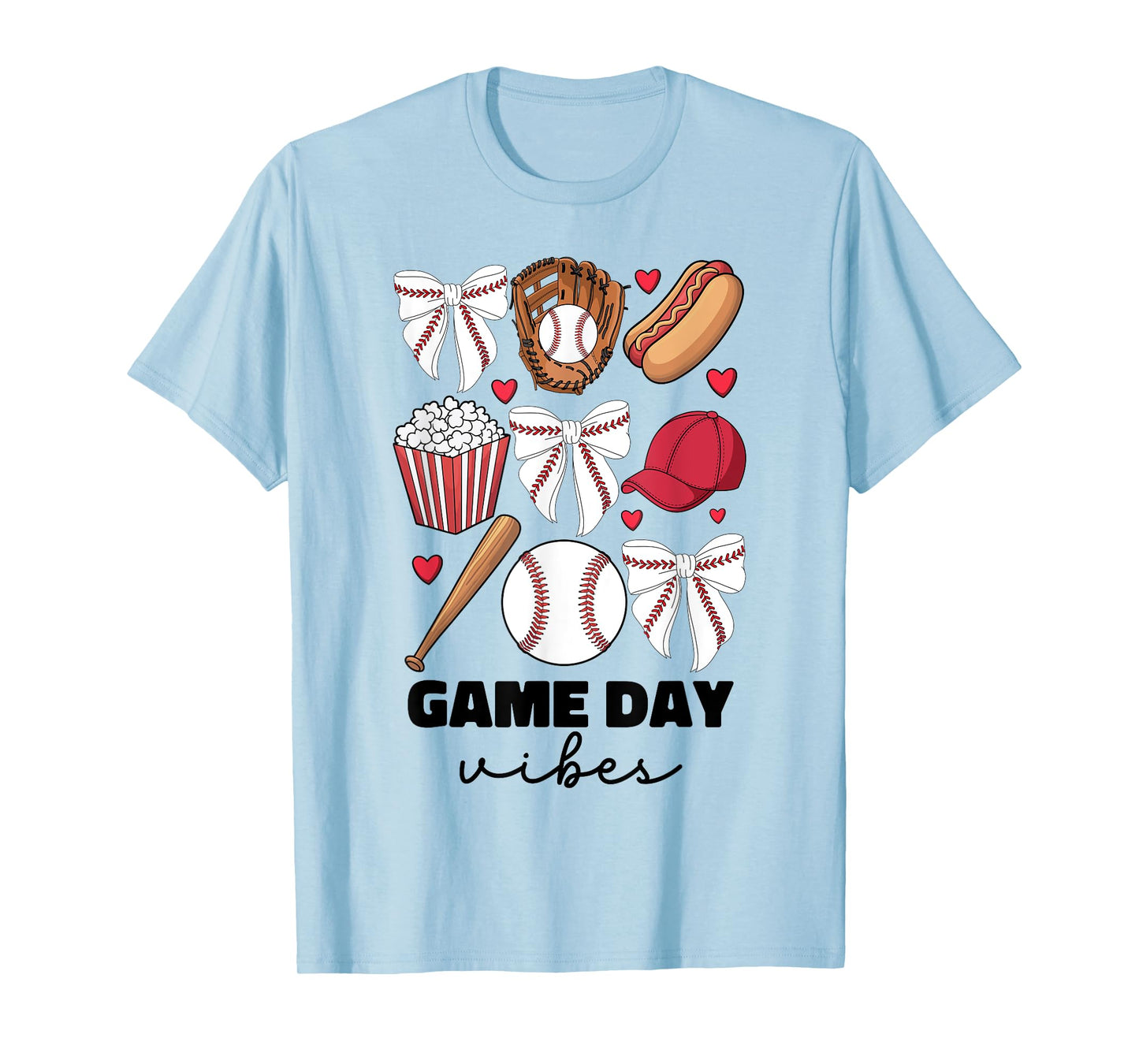 Game Day Vibes Coquette Bow Baseball Mom Women Girl Baseball T-Shirt