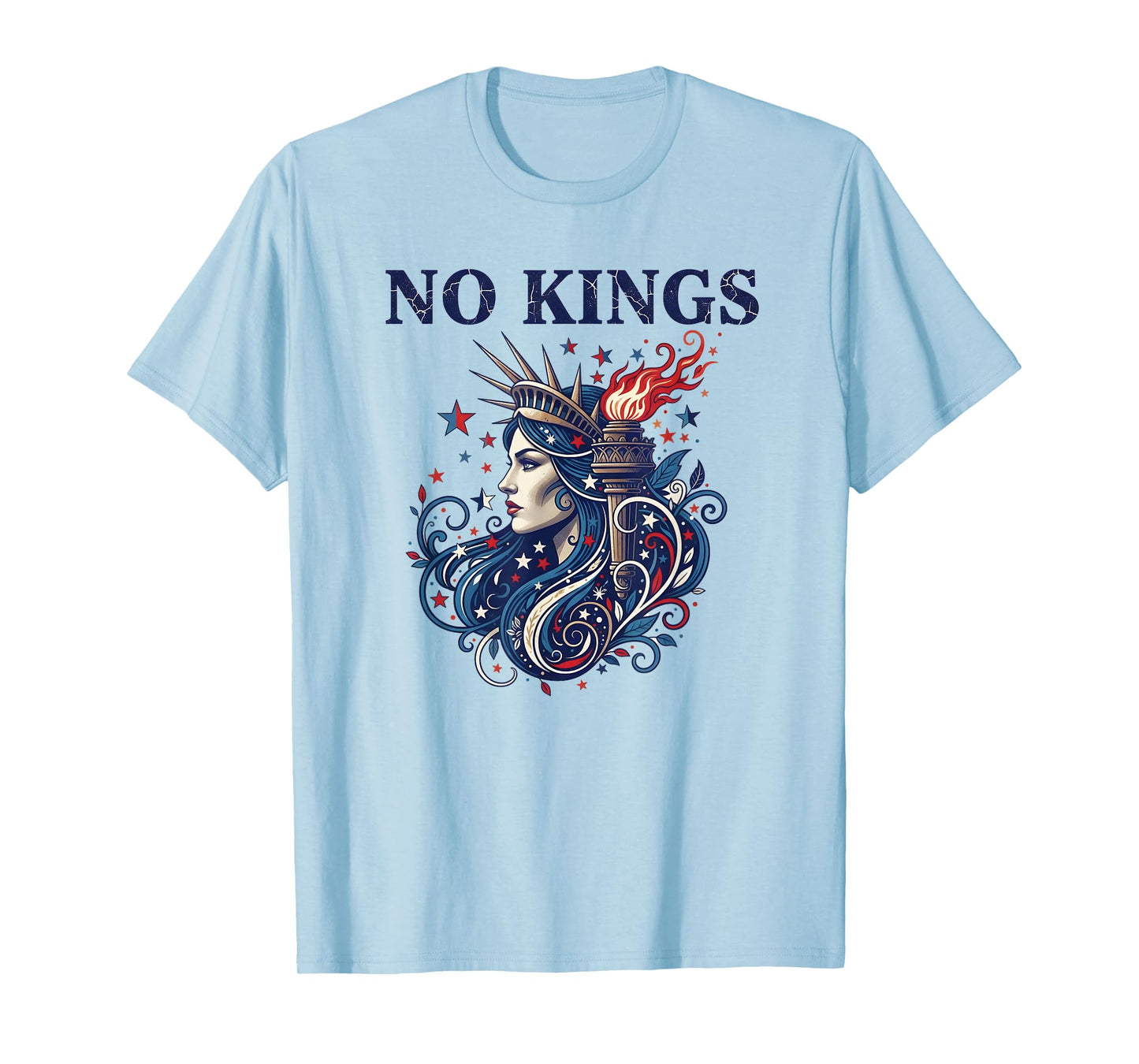 No Kings Protest Democracy Woman Liberty Art Patriotic T-Shirt