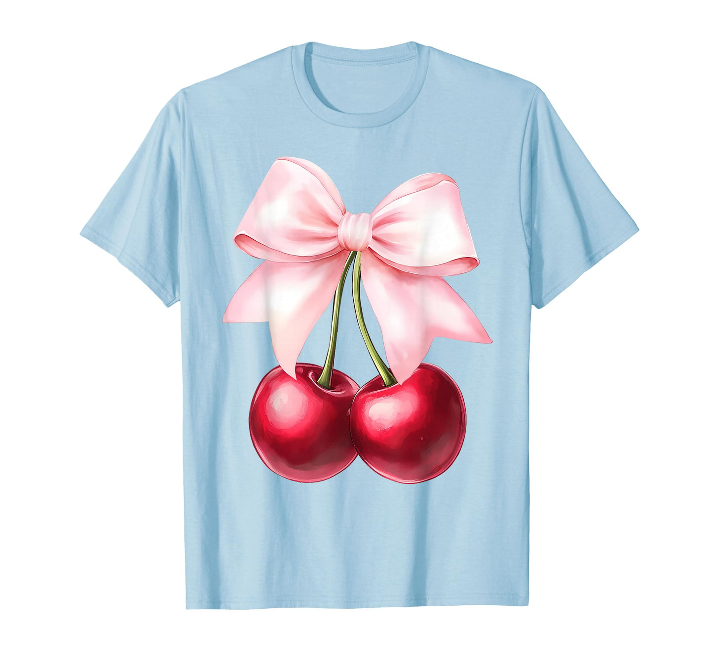 Pink Coquette Bow Cherry Birthday Cute Women Kids Girls T-Shirt