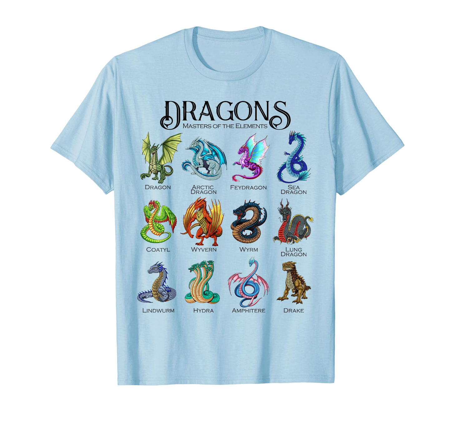 Masters of the Elements - Types of Dragons T-Shirt