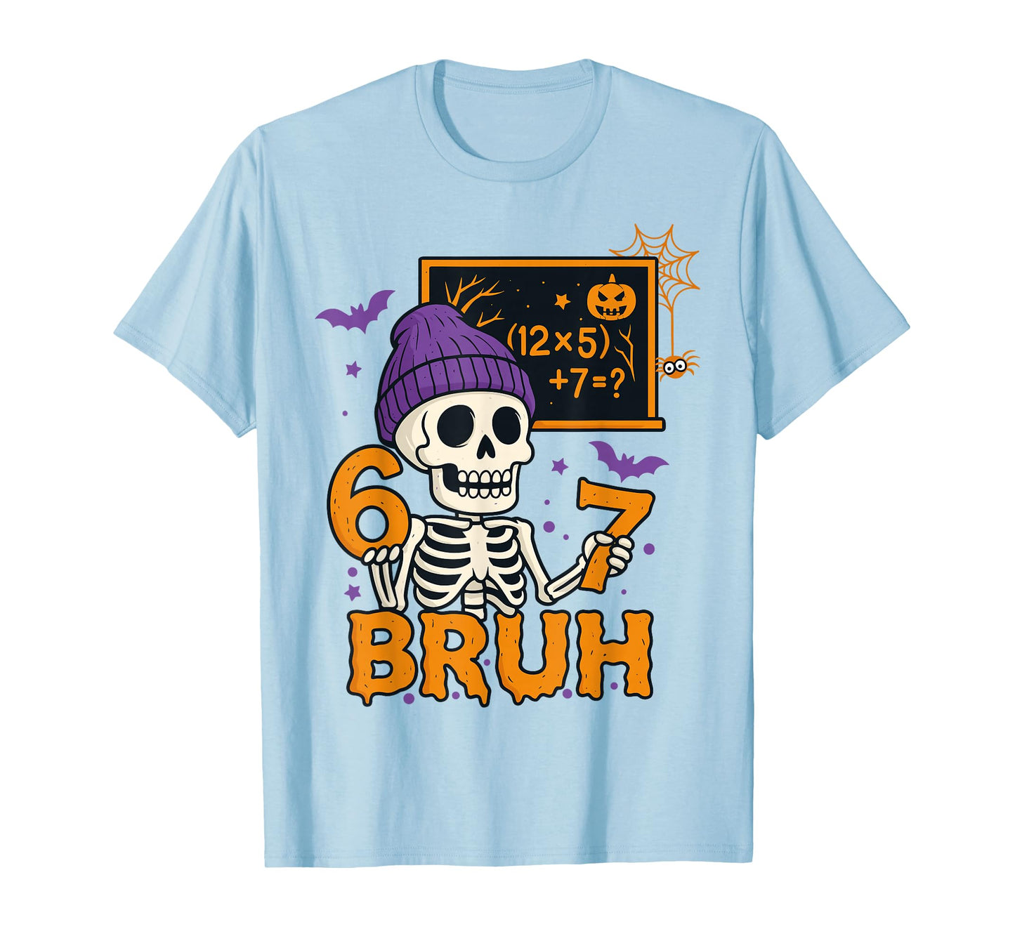 67 Teacher Halloween Skeleton Six Seven Meme Brainrot Math T-Shirt
