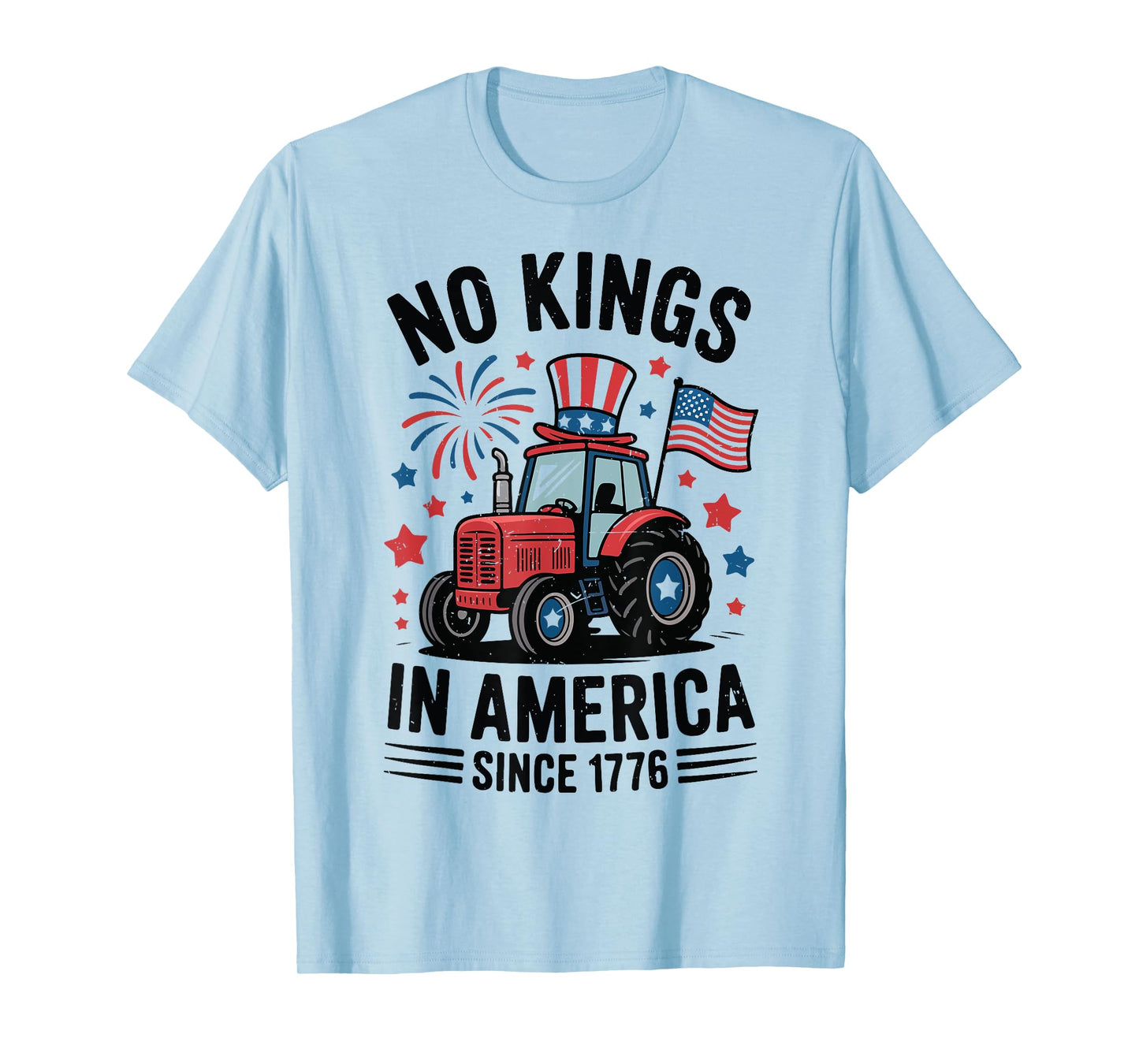 Toddler No Kings In America Flag 4th July Tractor Patriotic T-Shirt