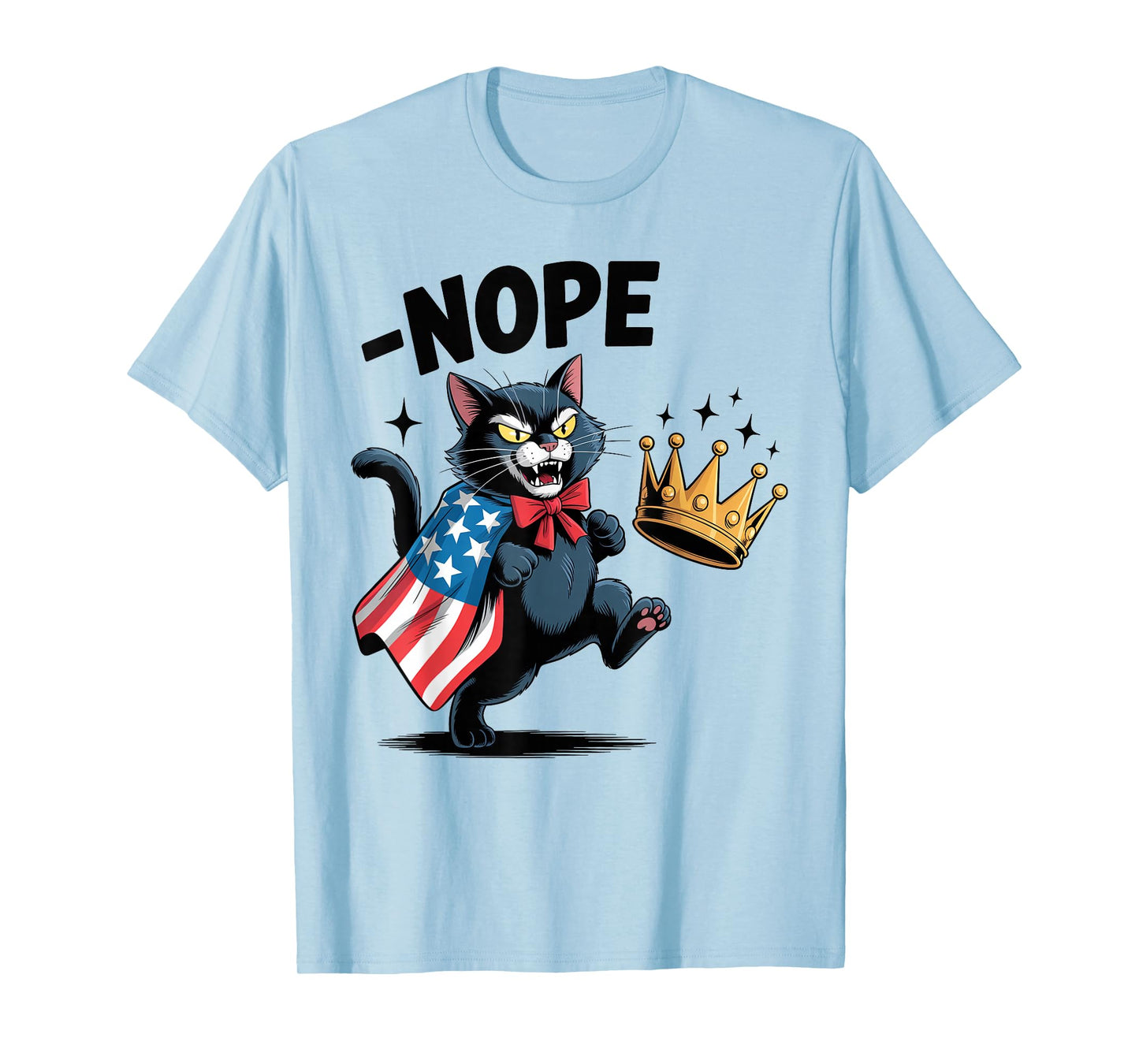 Funny Black Cat No Kings October 18 No Kings Day Men Women T-Shirt