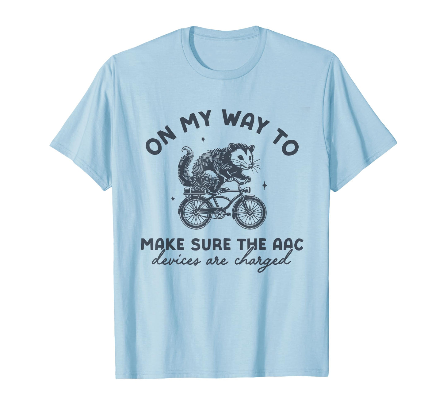 Retro AAC Speech Therapists Funny SLP Opossum on Bike T-Shirt