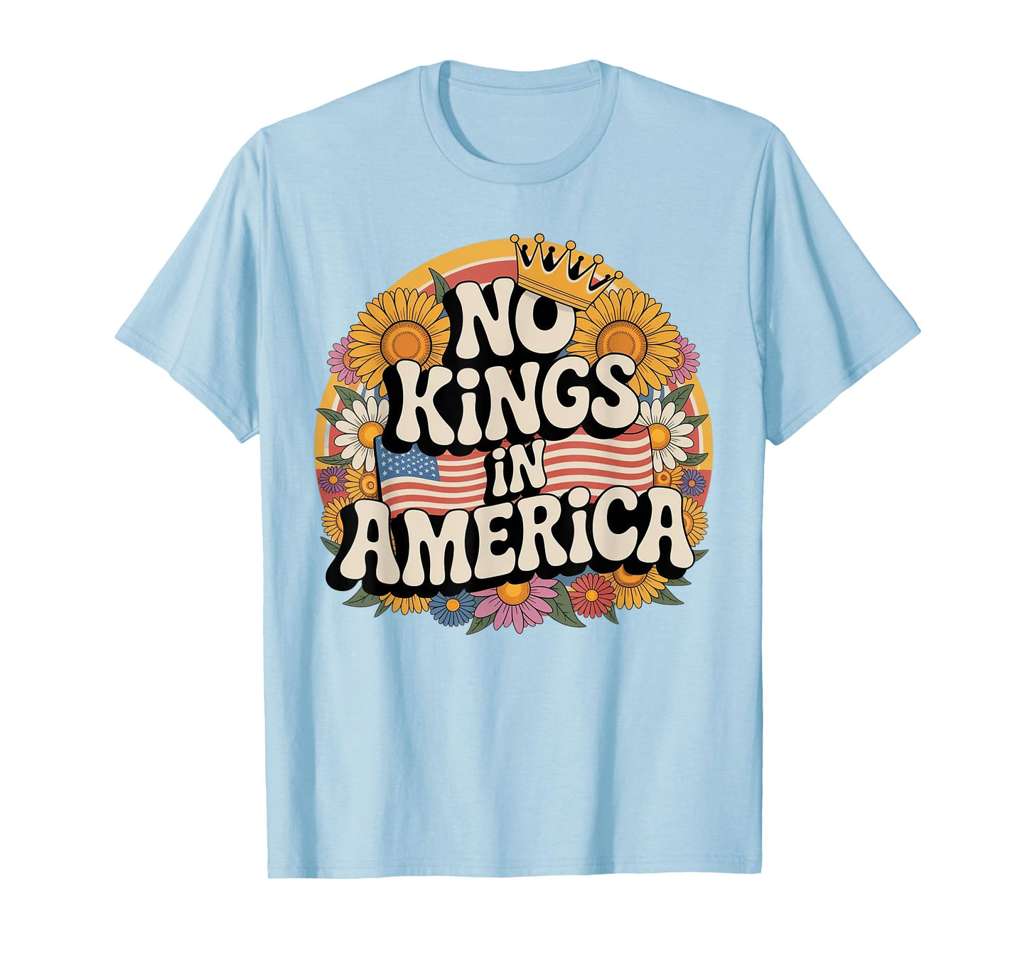 No Kings in America Since 1776 Distressed USA Flag Vintage T-Shirt