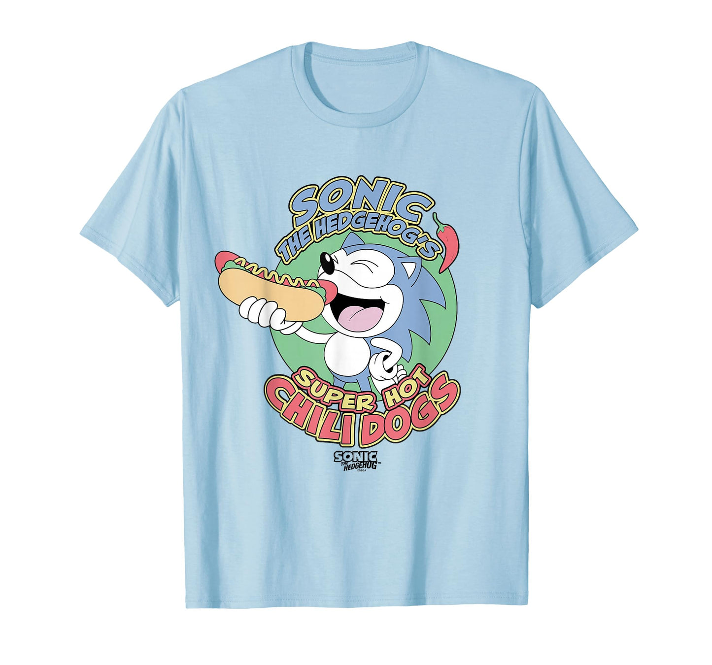 Sonic The Hedgehog Super Hot Chili Dogs Retro Ad T-Shirt