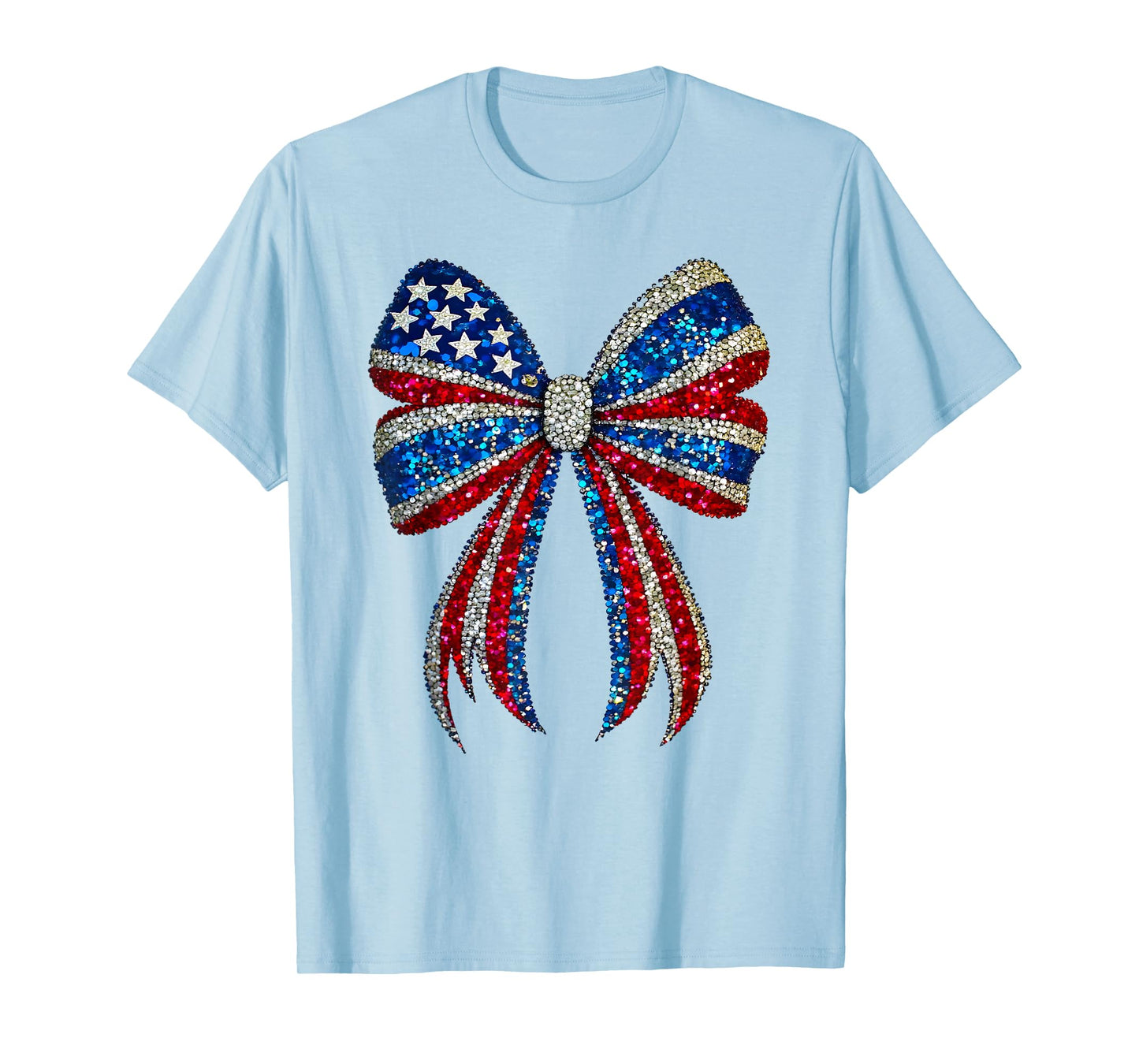 4th of July Coquette American Flag Bow Girls Patriotic Women T-Shirt