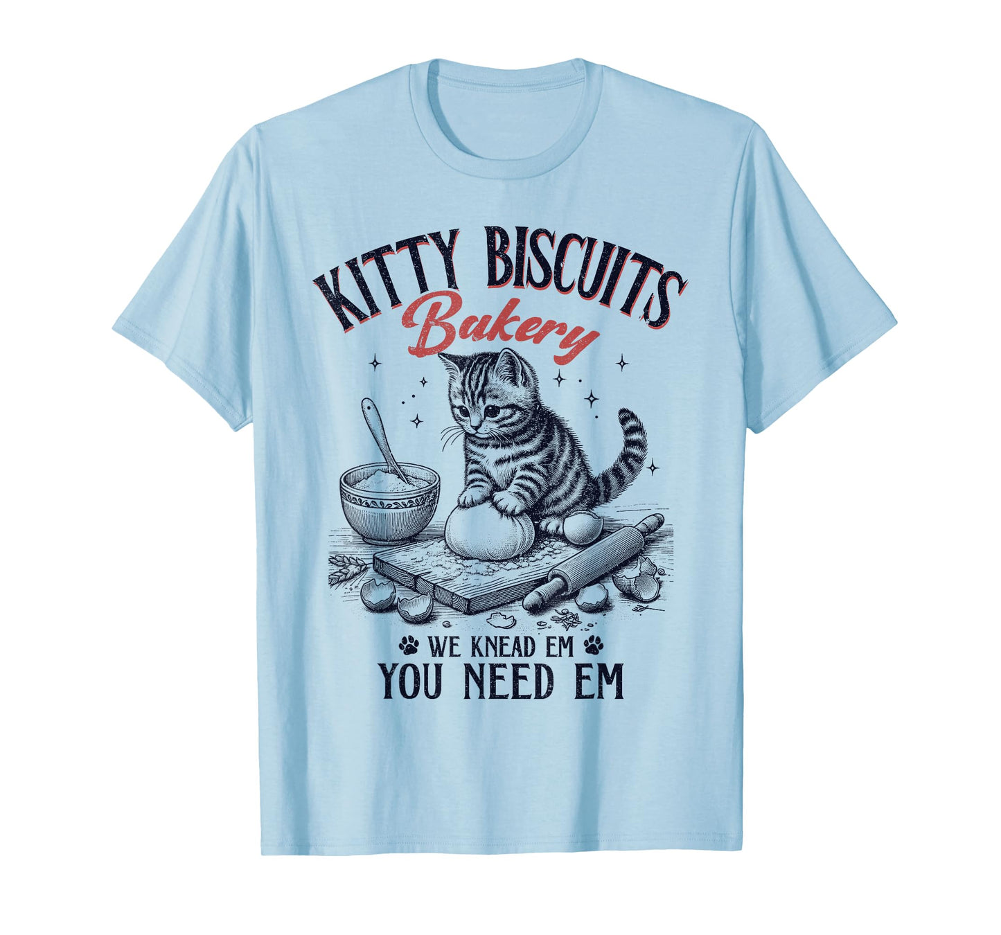 Cute Kitty Biscuits Bakery Vintage T-Shirt