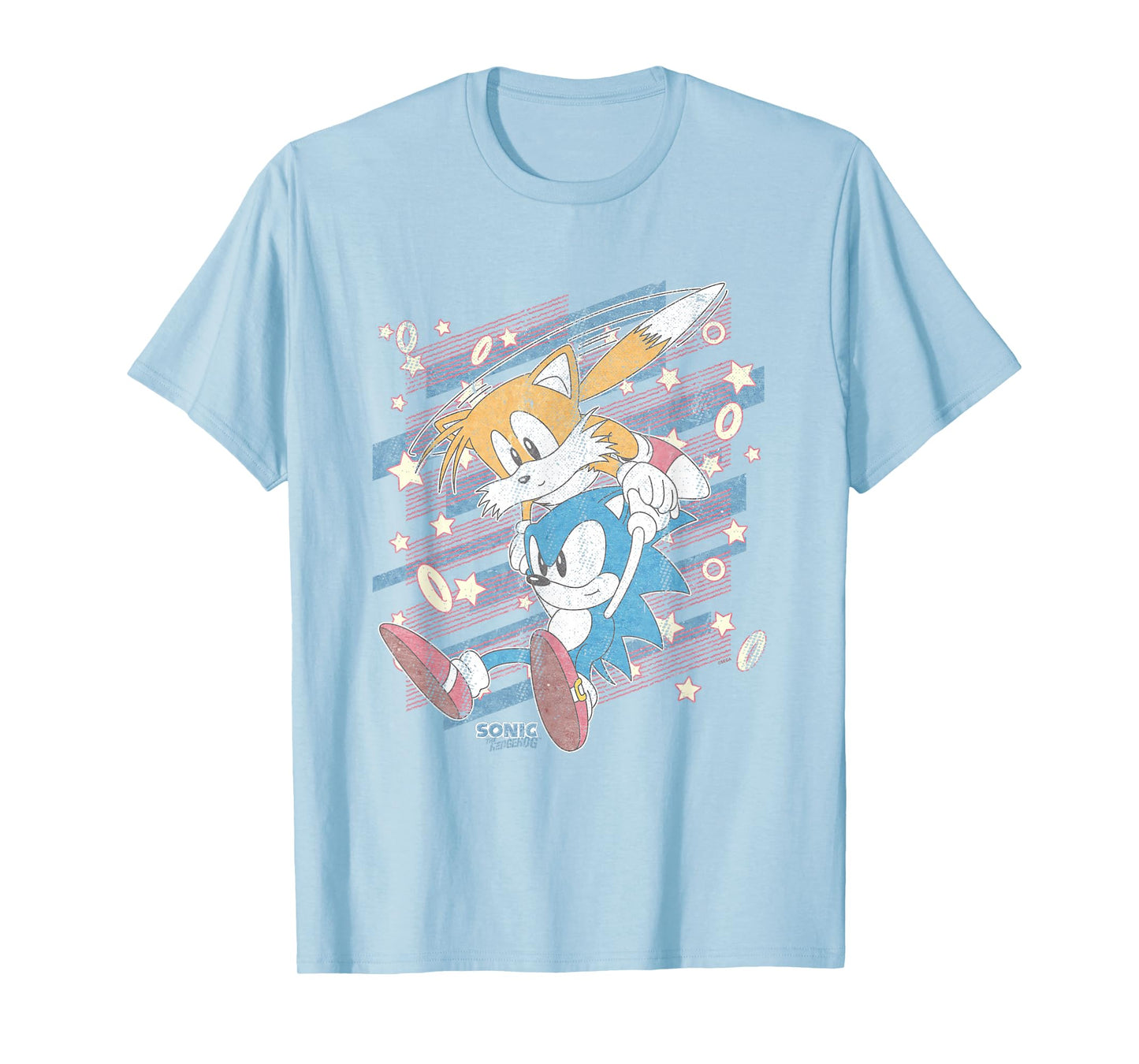 Sonic The Hedgehog Sonic & Tails Americana Distressed Logo T-Shirt