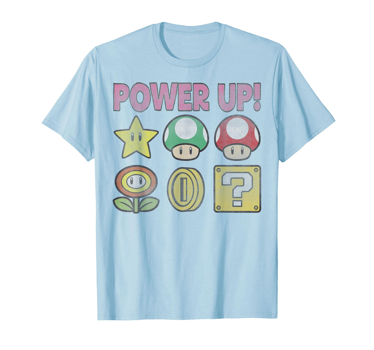 Nintendo Super Mario Power-Up Icons Vintage Graphic T-Shirt T-Shirt