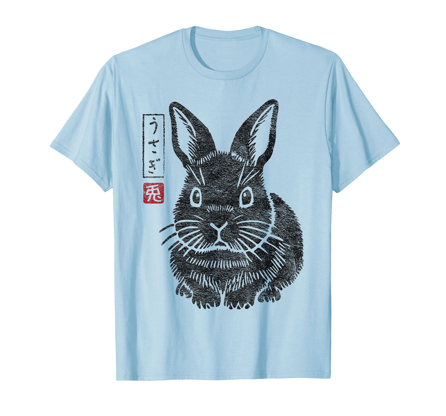 Grumpy Bunny Japanese Rabbit "Usagi" Kanji Traditional Art T-Shirt