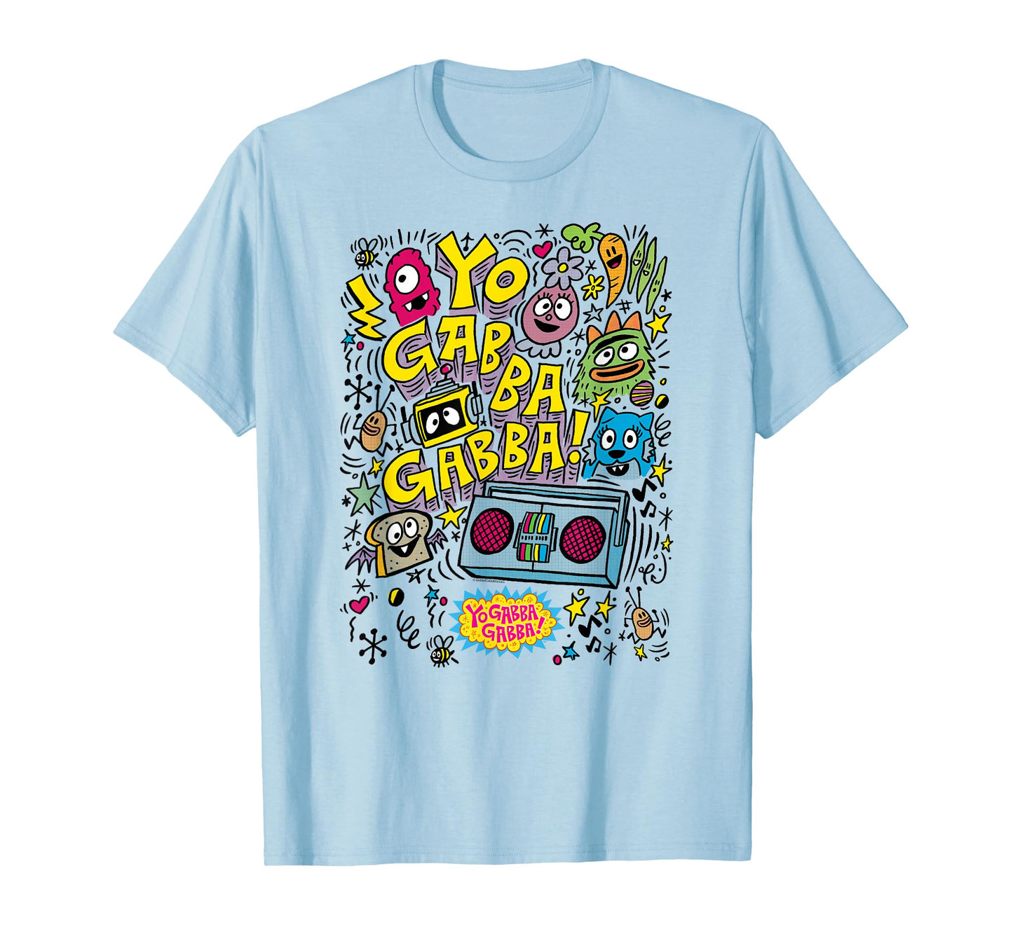 Yo Gabba Gabba! Boombox and Characters Sketch TV Show T-Shirt