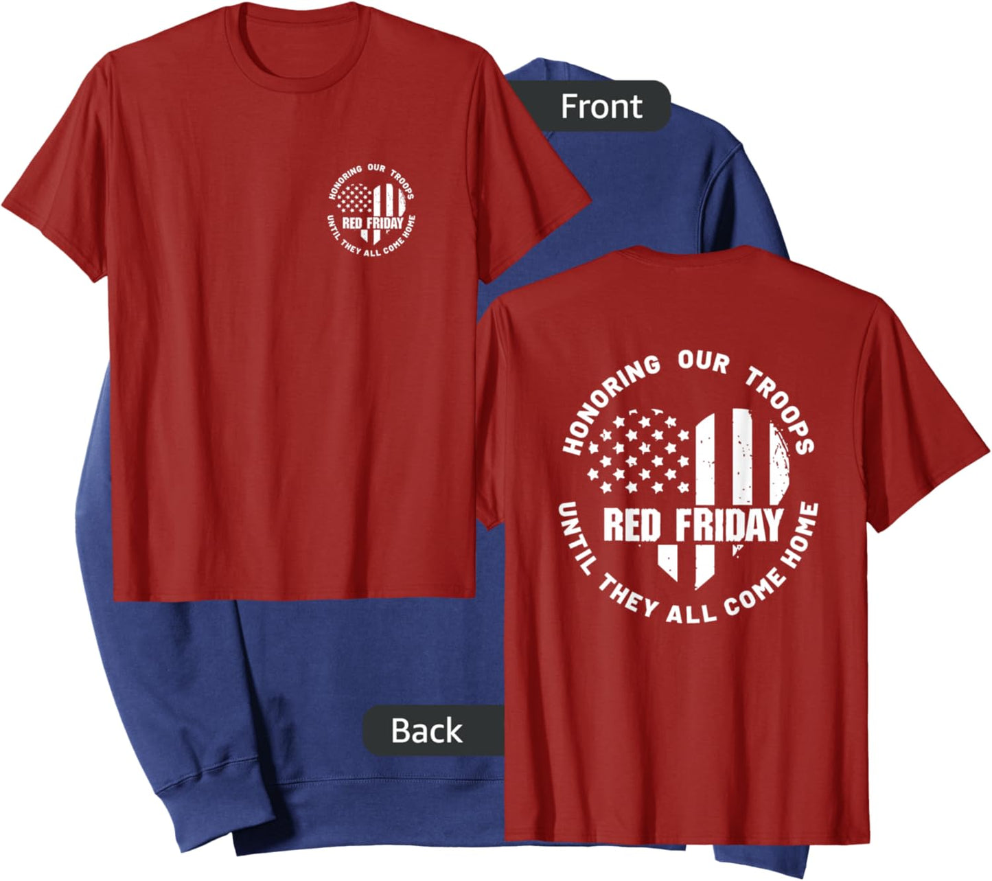 (2 Sided Print) Wear Red on Friday - US Military Deployed Sweatshirt - Sweatshirt | Navy