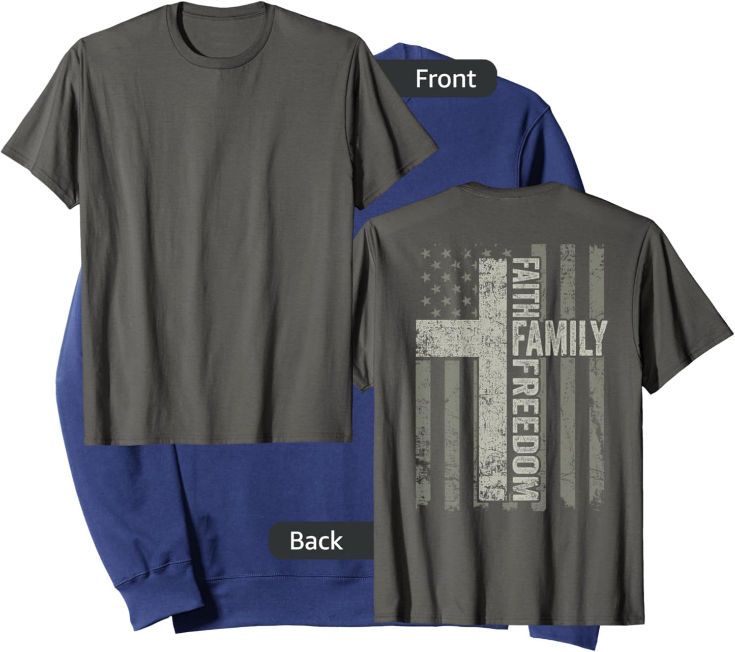 Faith Family Freedom Patriotic Christian USA Cross (ON BACK) Men Sweatshirt - Sweatshirt | Navy