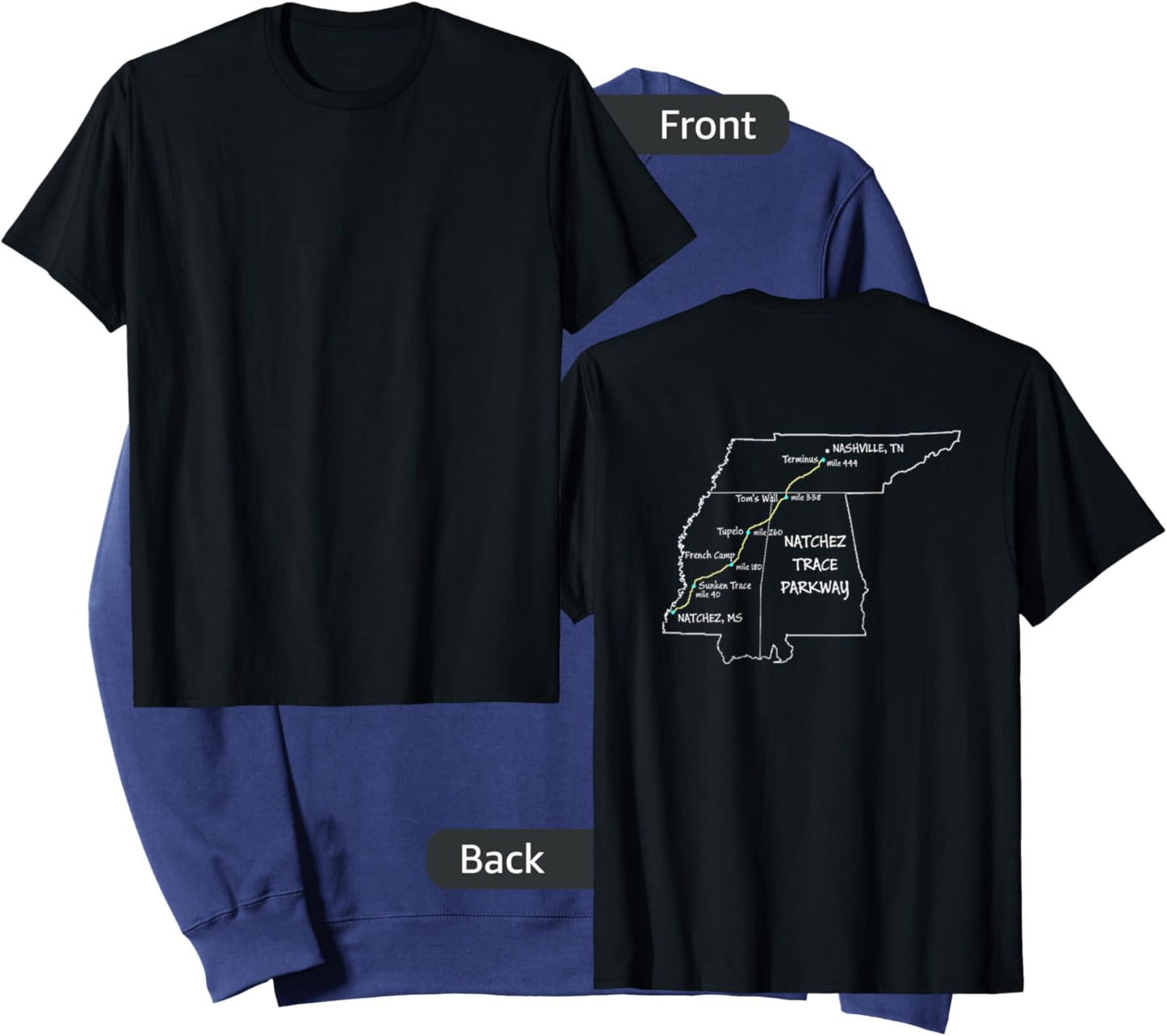 Route Map of the Natchez Trace Parkway National Scenic Trail Sweatshirt - Sweatshirt | Navy