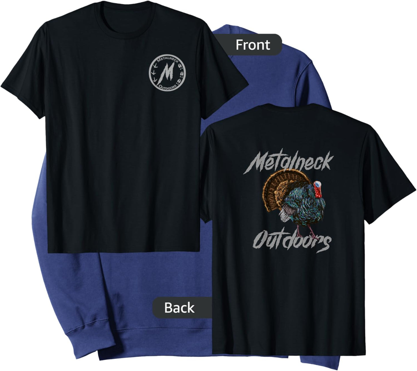 Metalneck Outdoors Turkey Design, Hunting, Turkey on back Sweatshirt - Sweatshirt | Navy