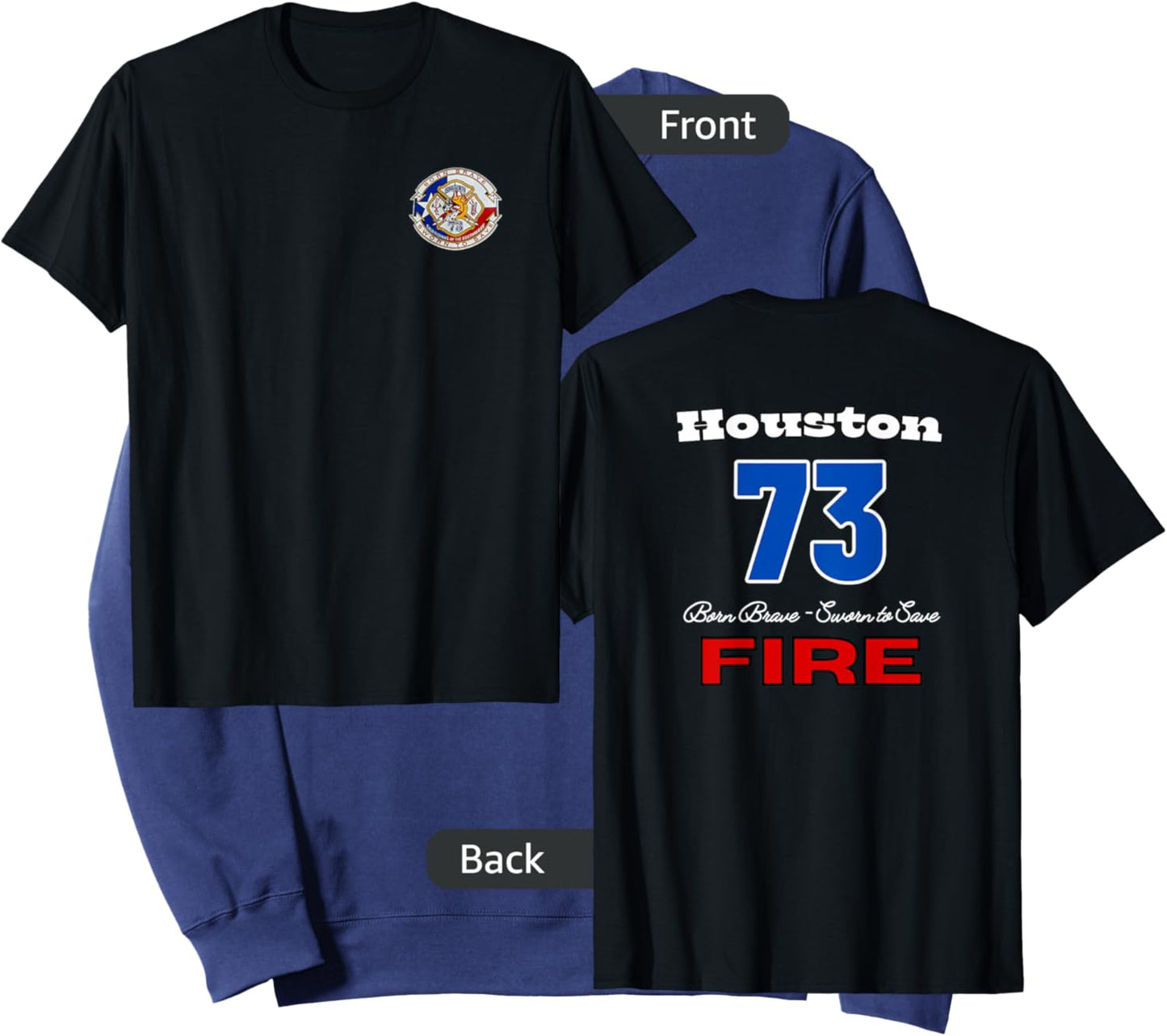 Houston Fire Station 73 Bold Letters With Block Numbers Sweatshirt - Sweatshirt | Navy