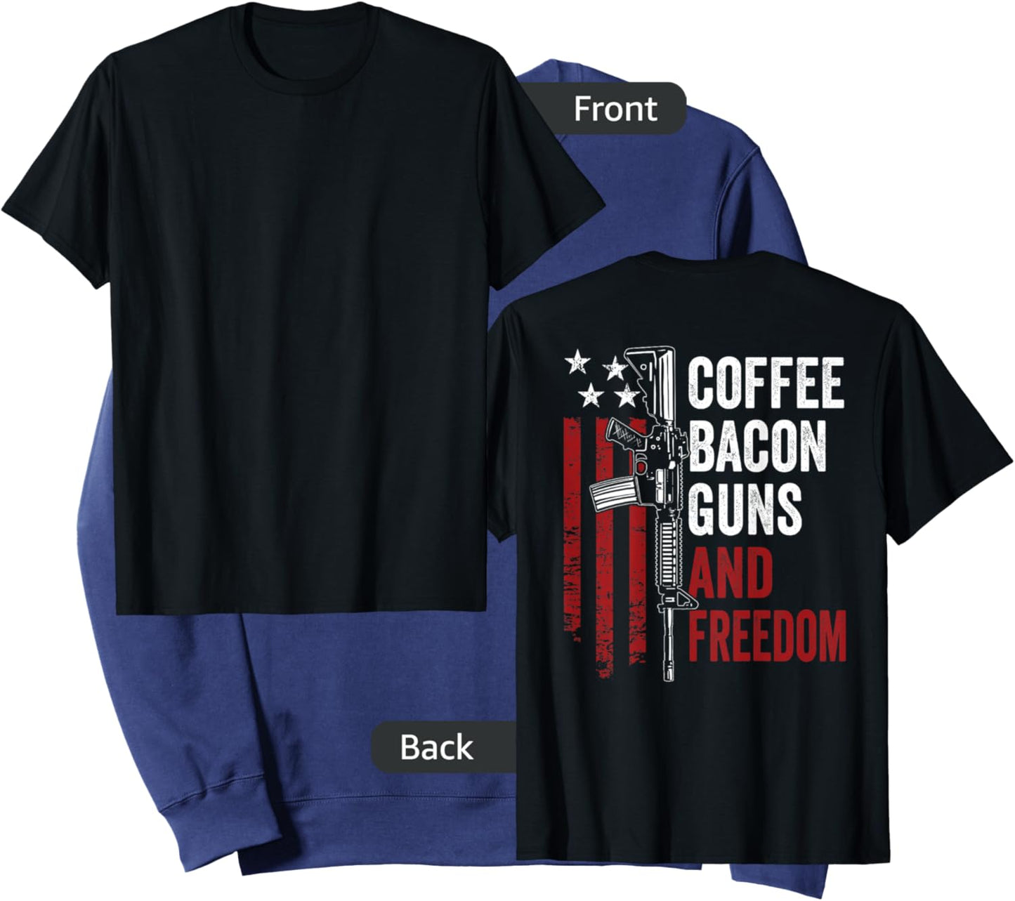 Coffee Bacon Guns & Freedom - BBQ Drinking USA Gun (ON BACK) Sweatshirt - Sweatshirt | Navy