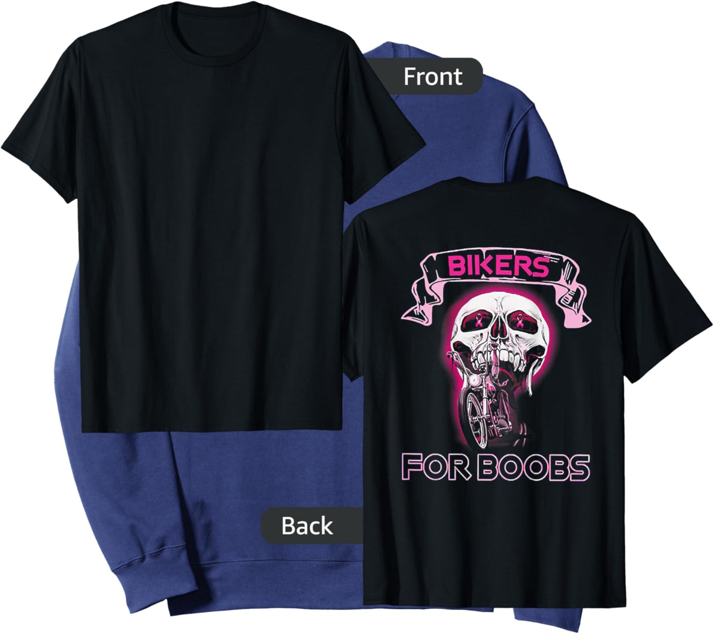 Bikers For B.o.o.b.s Breast Cancer Awareness Skull (on back) Sweatshirt - Sweatshirt | Navy