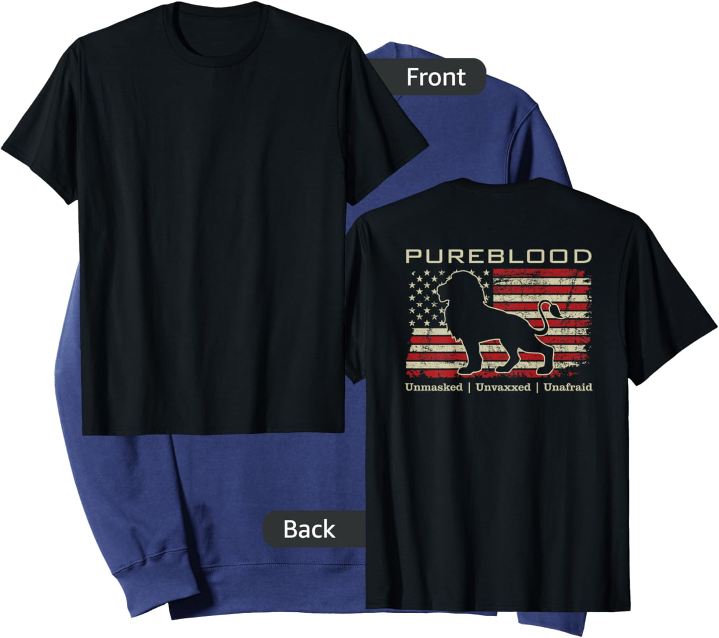 Pureblood Movement #Pureblood Medical Freedom Lion (ON BACK) Sweatshirt - Sweatshirt | Navy