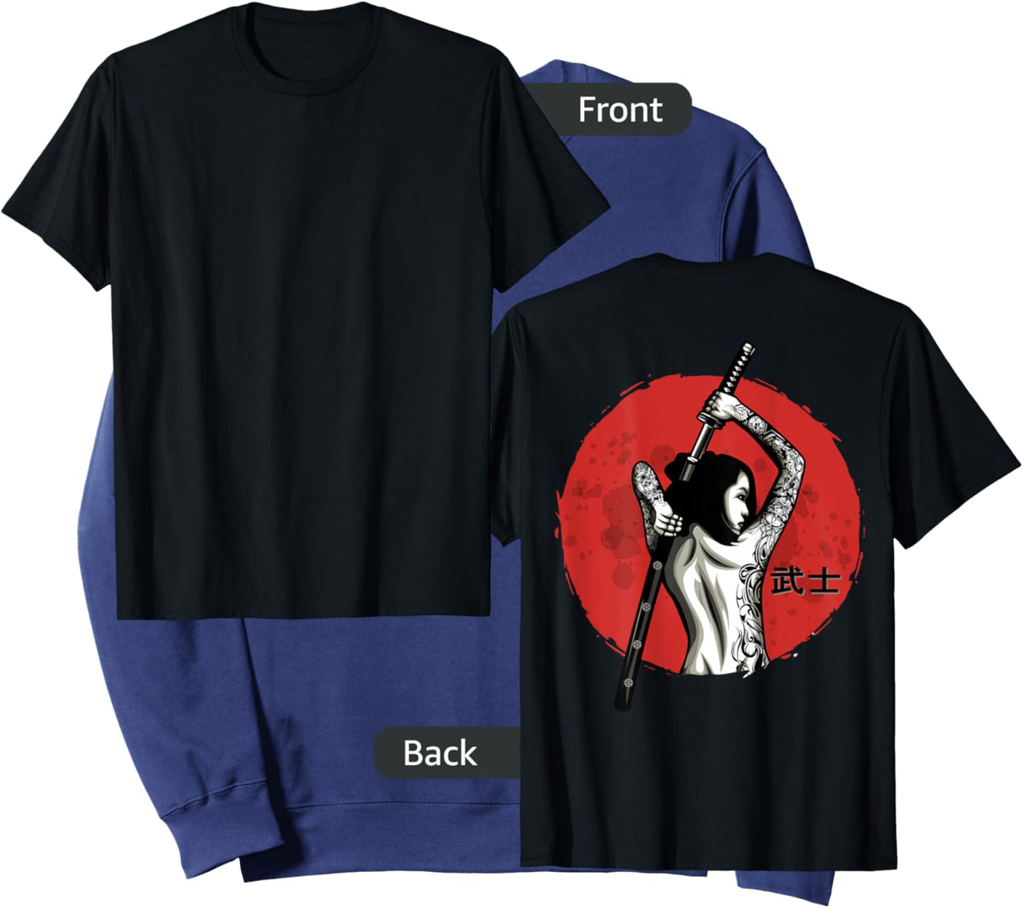 Japanese Warrior - Sexy Samurai - Female Samurai (on back) Sweatshirt - Sweatshirt | Navy
