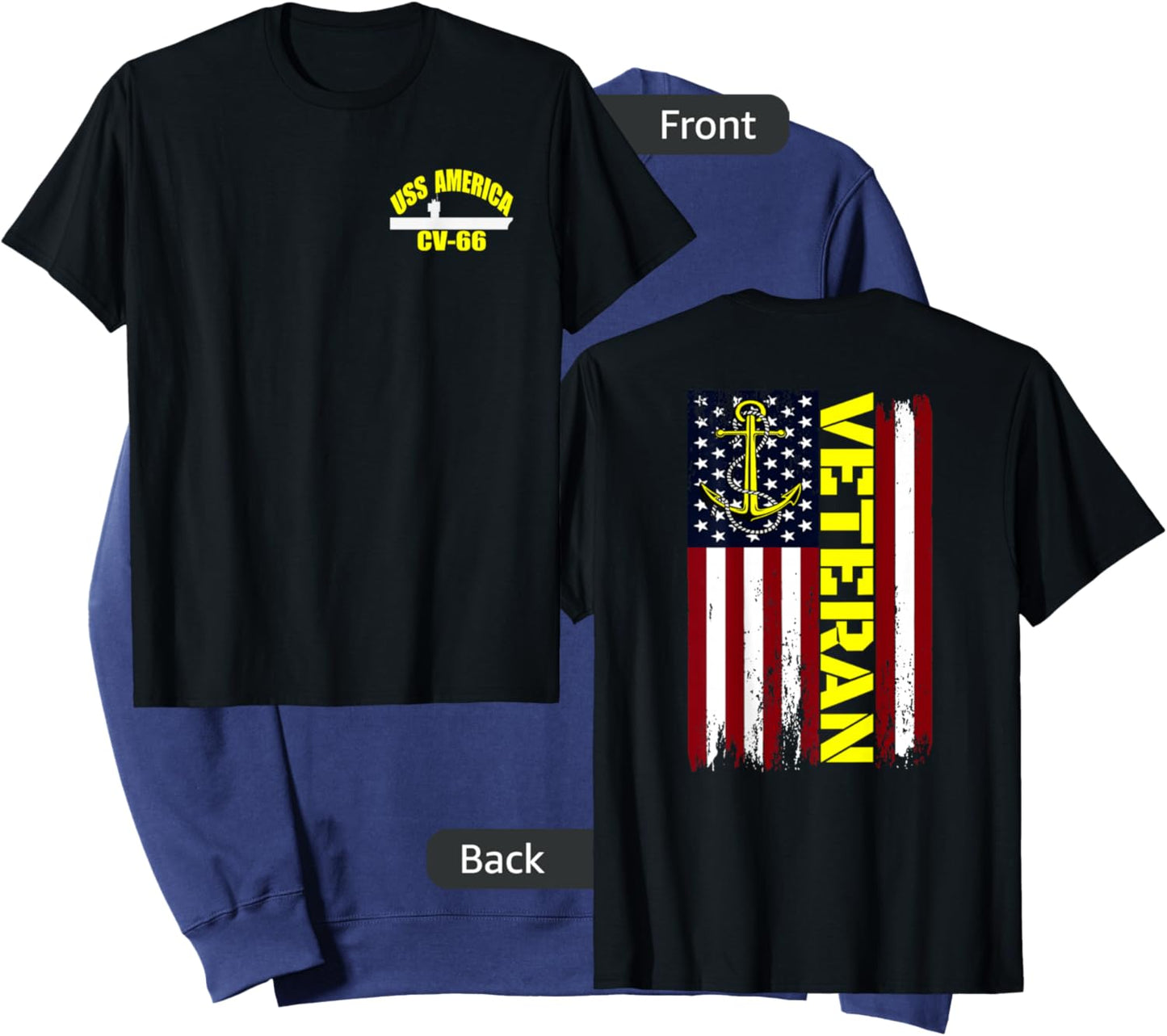 USS America CV-66 Aircraft Carrier Veteran Day Front&Back Sweatshirt - Sweatshirt | Navy