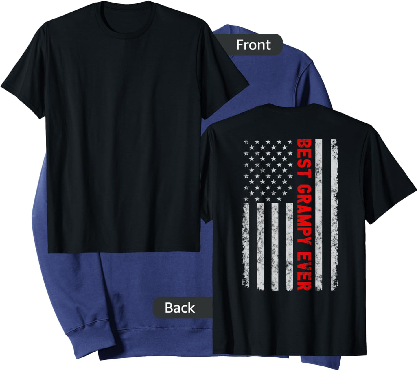 Best Grampy Ever Fathers Day Vintage Patriotic American Flag Women Men Sweatshirt - Sweatshirt | Navy
