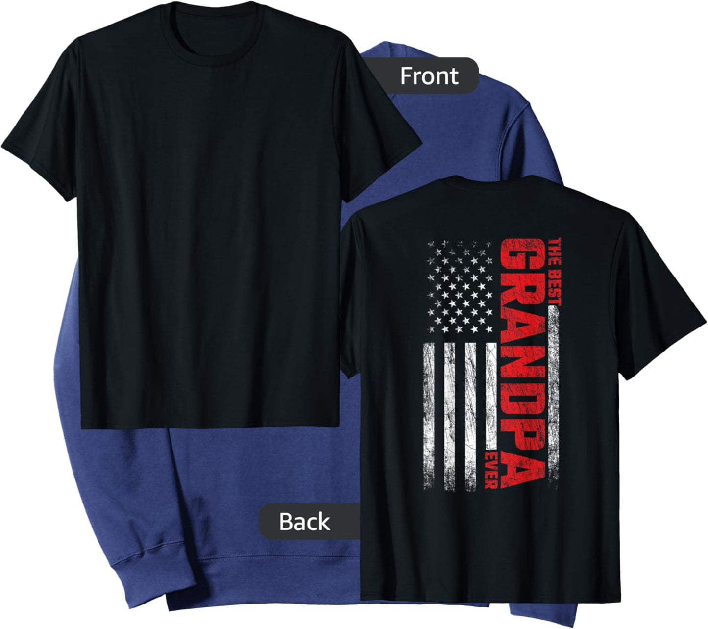 Grandpa - American Flag On Back - Best Grandpa Ever Sweatshirt - Sweatshirt | Navy
