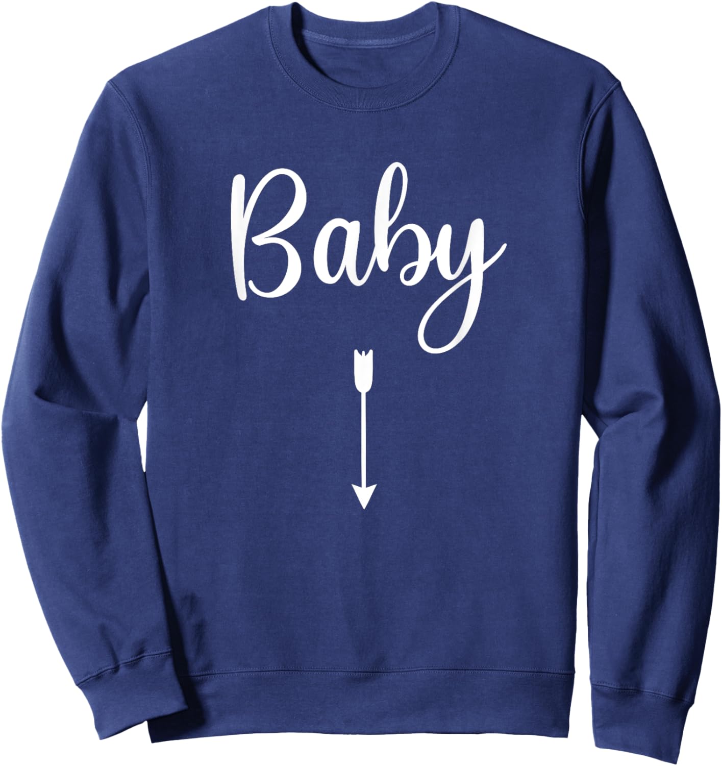 Baby with Arrow Pointing Down to Belly Matching Pregnancy Sweatshirt - Sweatshirt | Navy