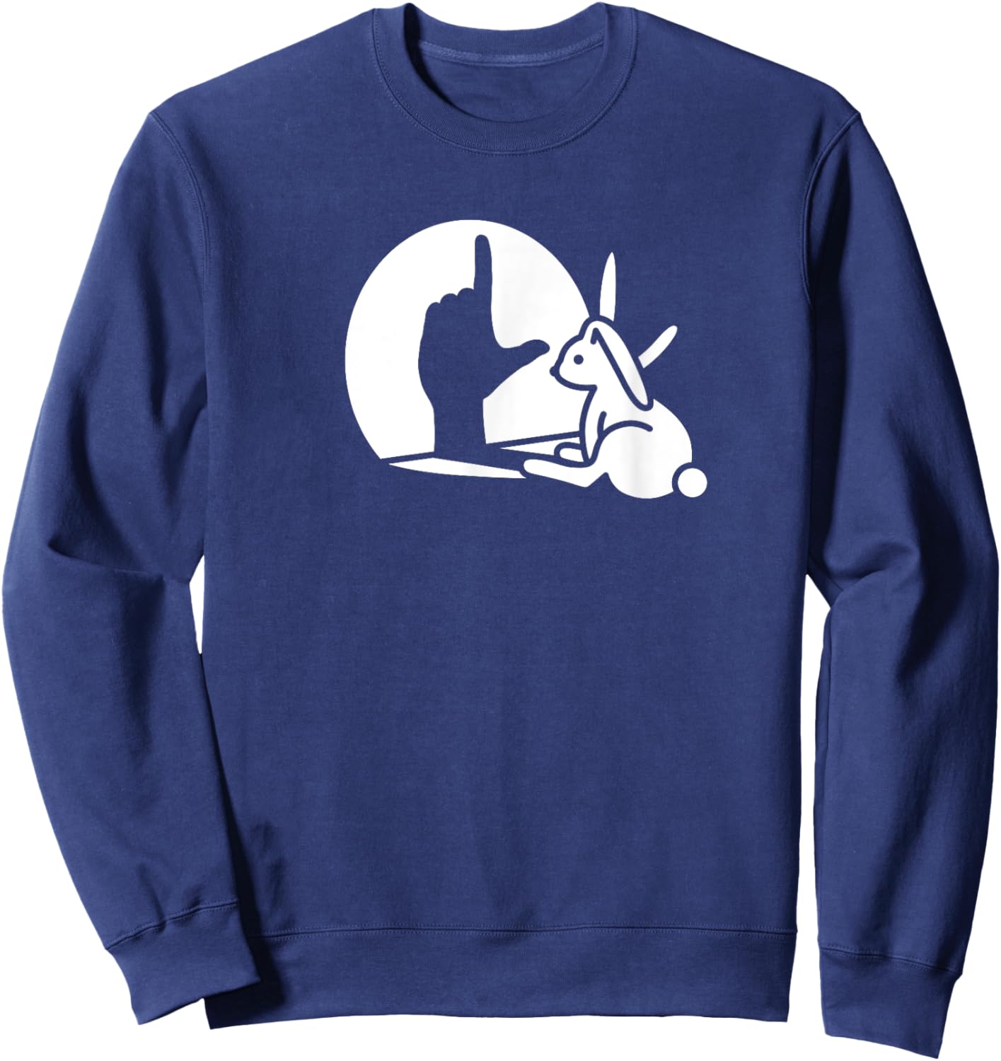Loser funny Rabbit shadow hand sign language bunny humor Sweatshirt - Sweatshirt | Navy