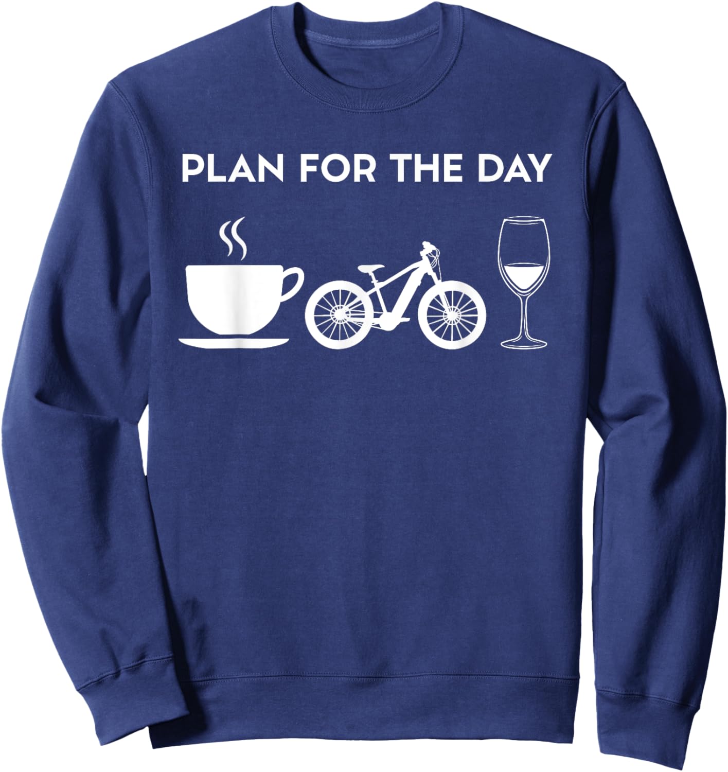 Funny Coffee E-Bike Bikes Electric MTB Wine Sweatshirt - Sweatshirt | Navy