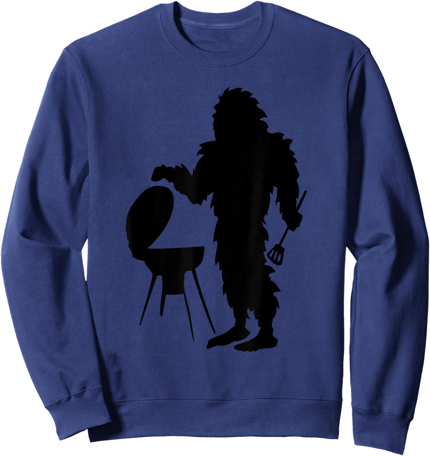 Bigfoot Cooking Outdoors Camping Hiking Sasquatch Silhouette Sweatshirt - Sweatshirt | Navy