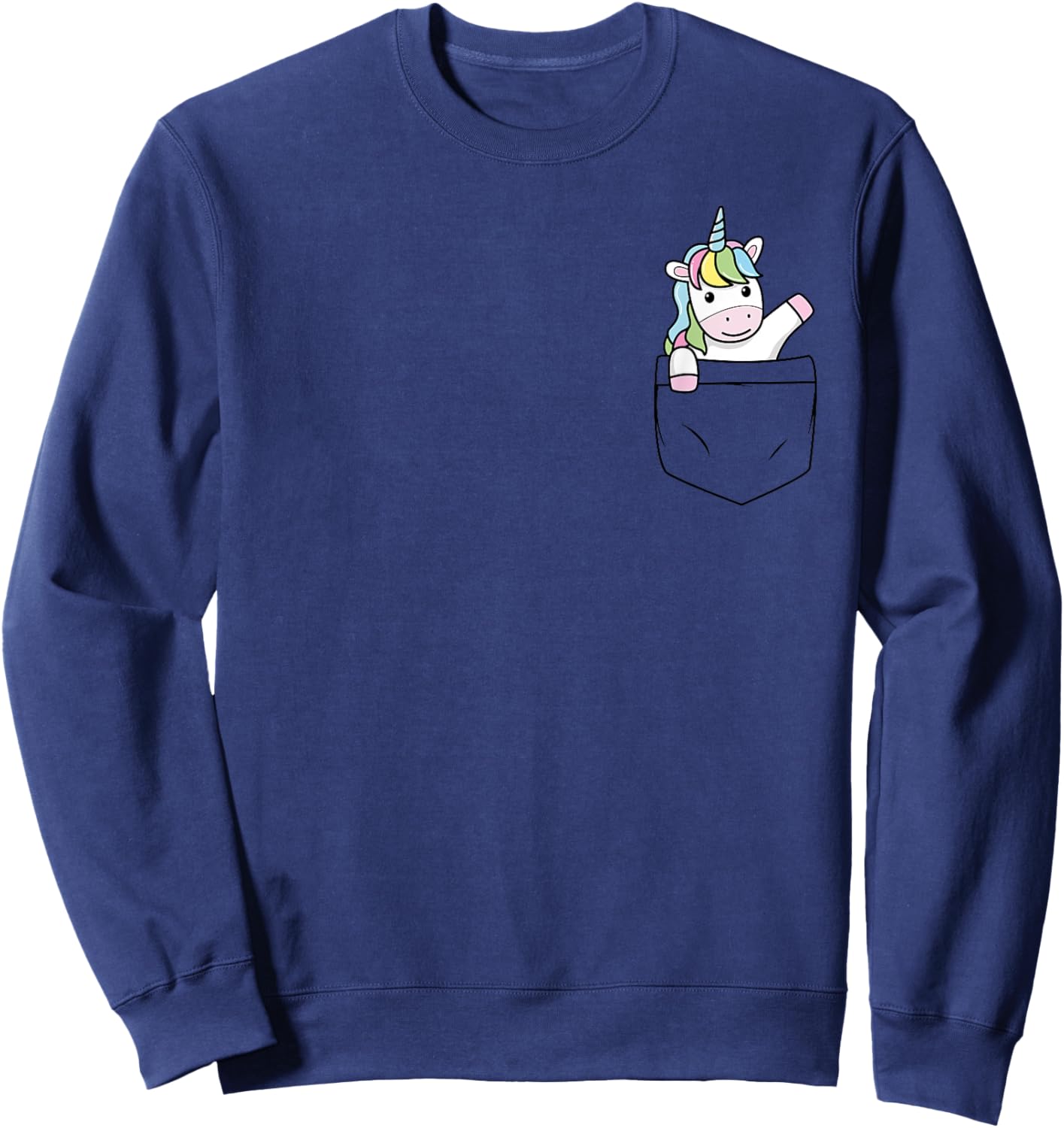 Unicorn Cute Pocket Graphic Sweatshirt - Sweatshirt | Navy