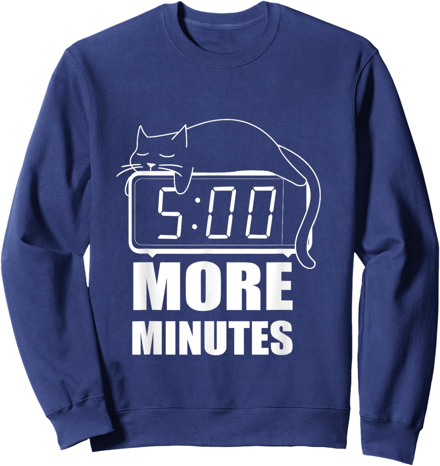 5 More Minutes Cute Sleeping Cat Men Women Sweatshirt - Sweatshirt | Navy