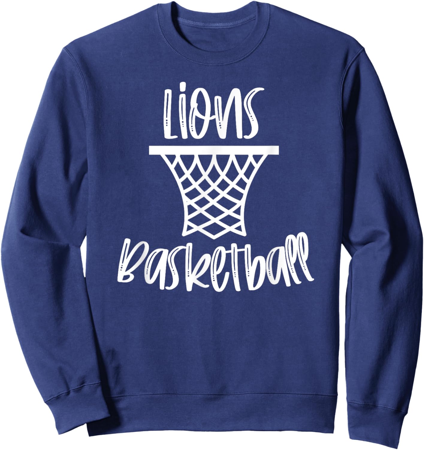 Lions Basketball Team Mascot School Spirit Game Night Sweatshirt - Sweatshirt | Navy