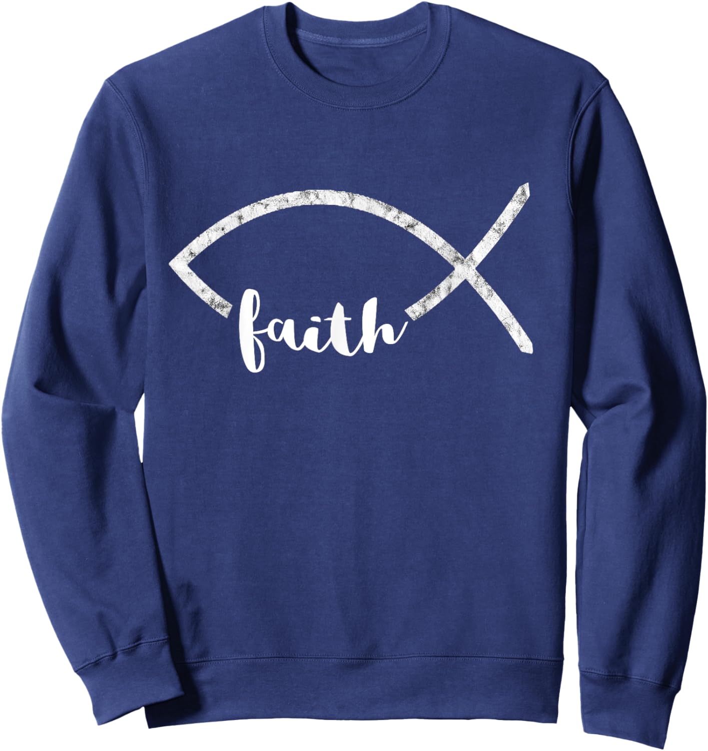 Jesus Fish Ichthys Symbol Christianity Christian Faith Sweatshirt - Sweatshirt | Navy