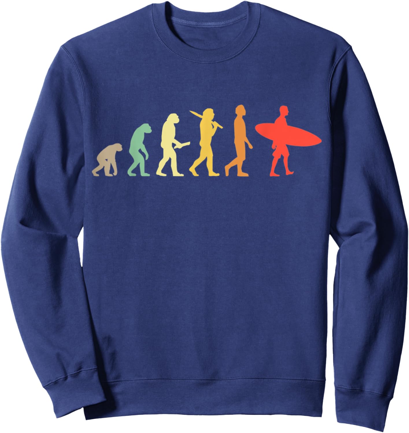 Retro Surfing Evolution Surfers Sweatshirt - Sweatshirt | Navy
