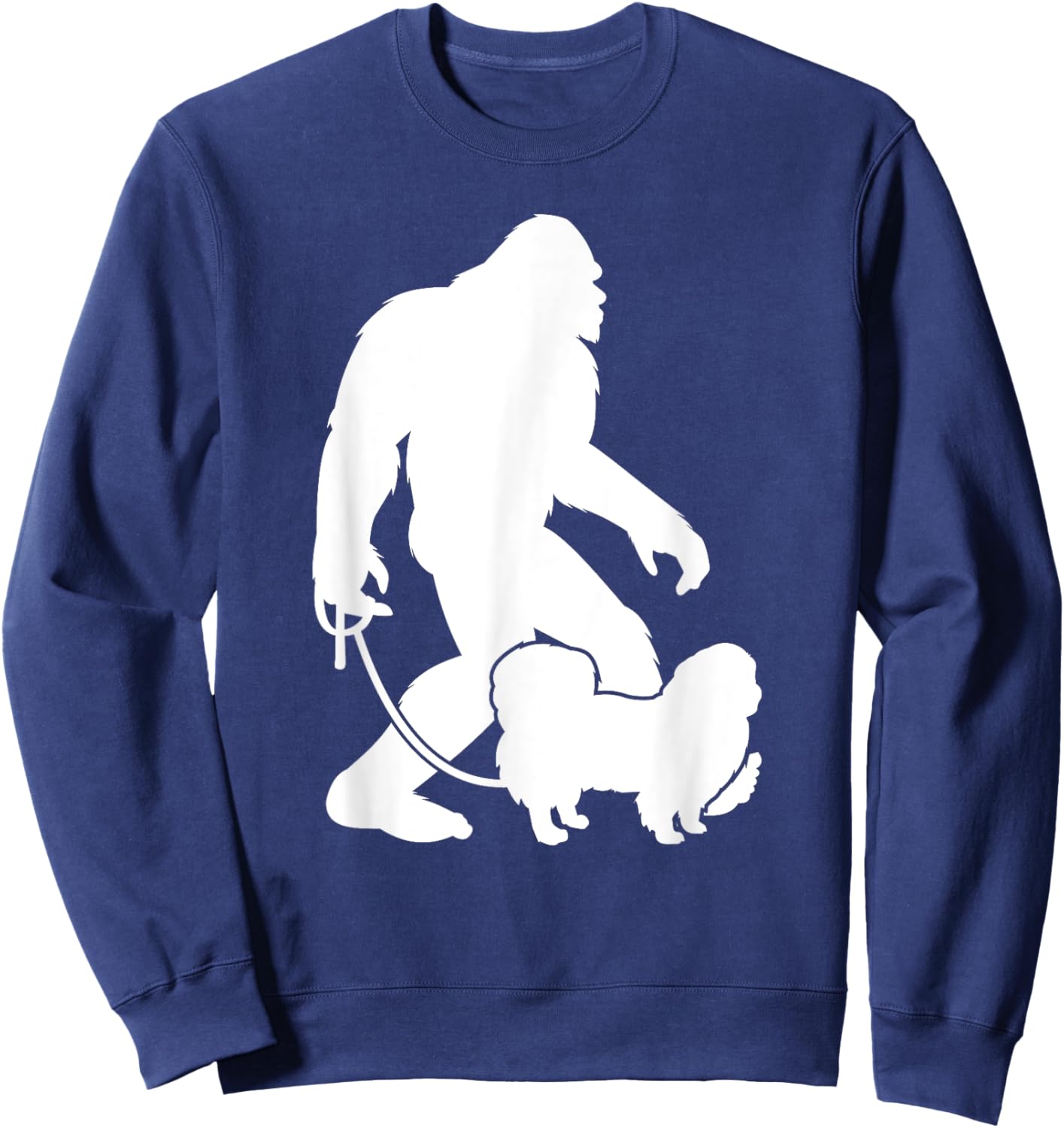 Bigfoot Walking Pekingese Dog Sweatshirt - Sweatshirt | Navy