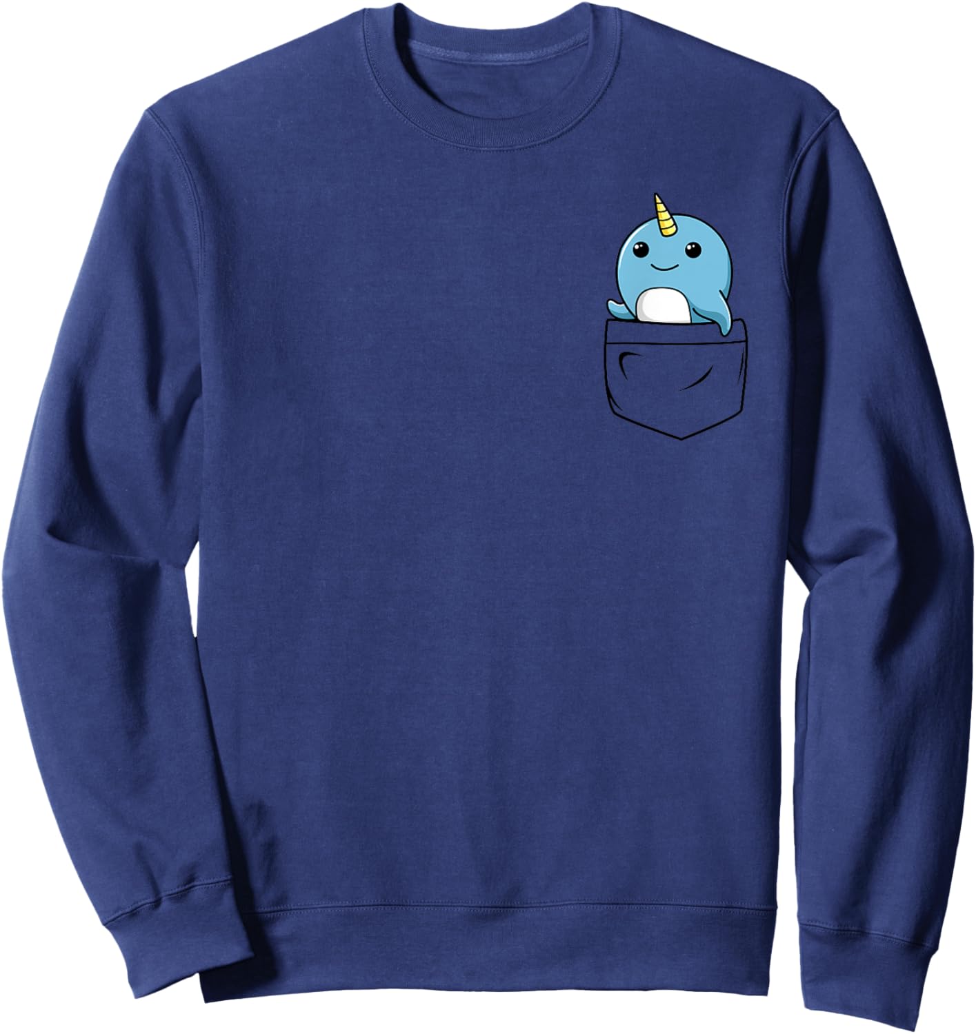 Narwhal Pocket | Unicorn of the Sea Funny Animal Sweatshirt - Sweatshirt | Navy