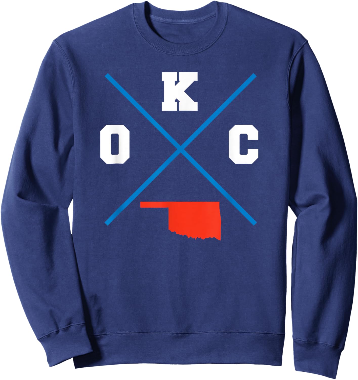 Tout Wear Oklahoma City Classic OKC Vintage Outline - Blue, -Adult, Short Sleeve, City-Themed, Modern Classic, , Small Sweatshirt - Sweatshirt | Navy