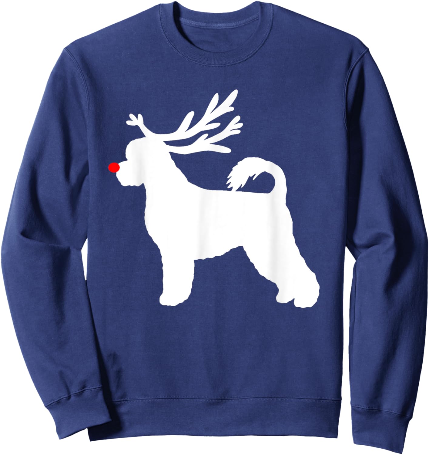 Funny Portuguese Water Dog Christmas Reindeer Antlers Xmas Sweatshirt - Sweatshirt | Navy