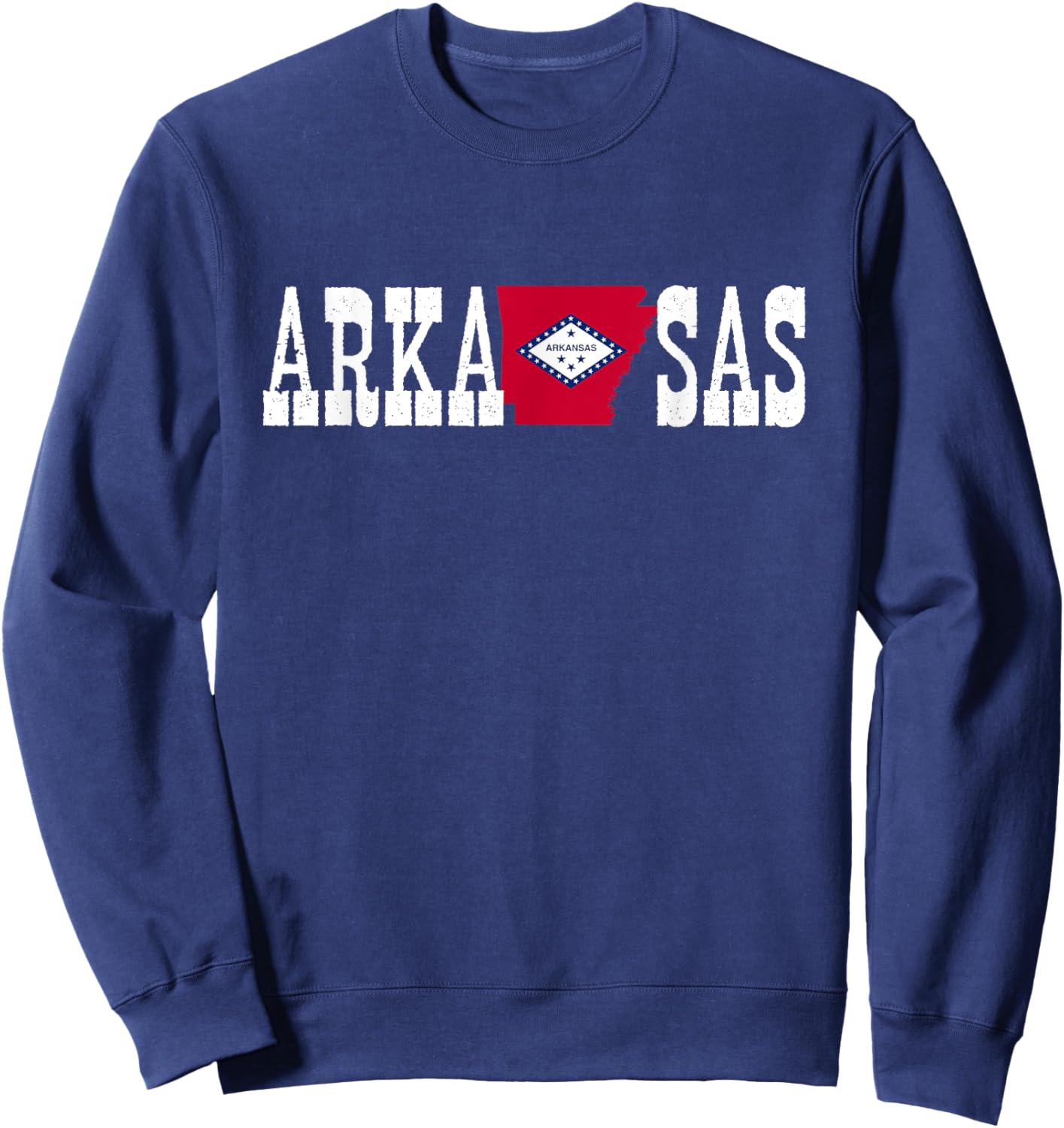Arkansas State and Arkansas Flag with Pride for Arkansas Sweatshirt - Sweatshirt | Navy