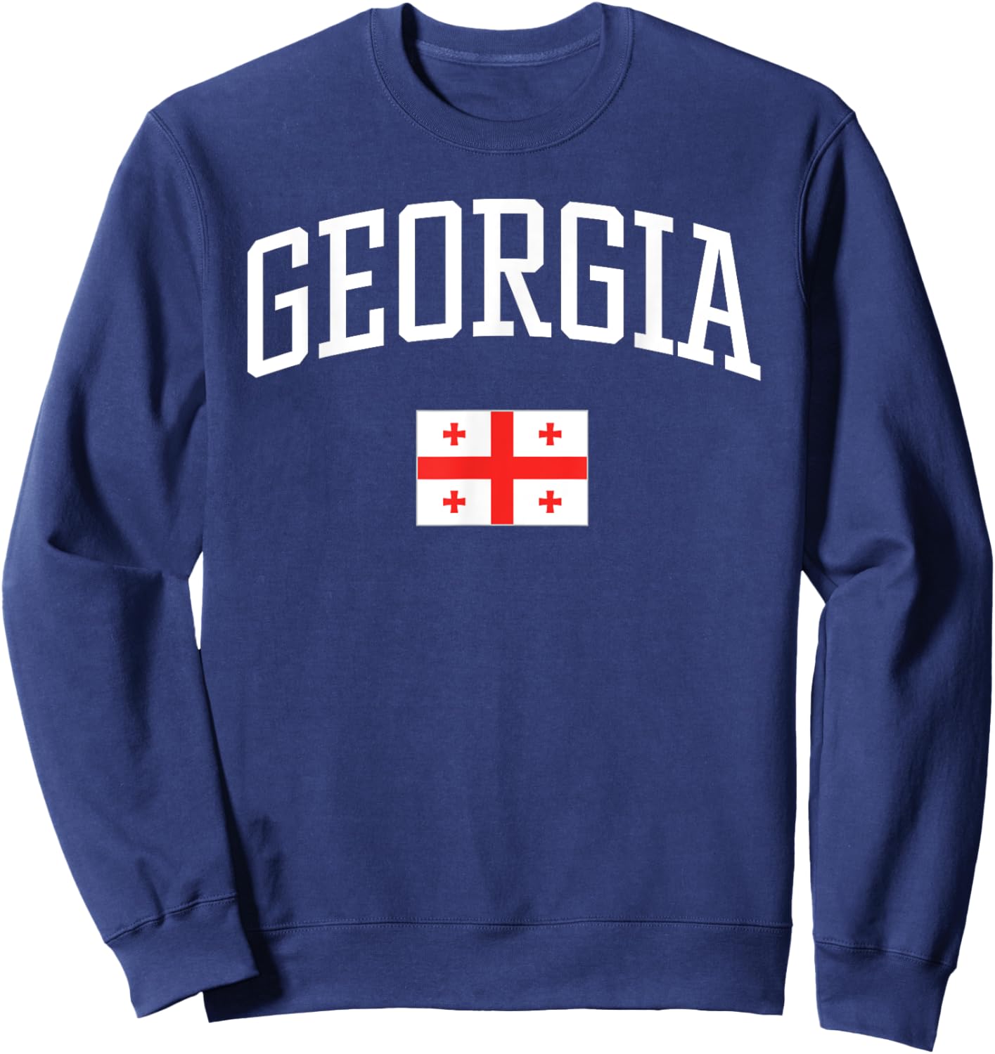 Vintage Flag of Georgia Love Your Country Sweatshirt - Sweatshirt | Navy