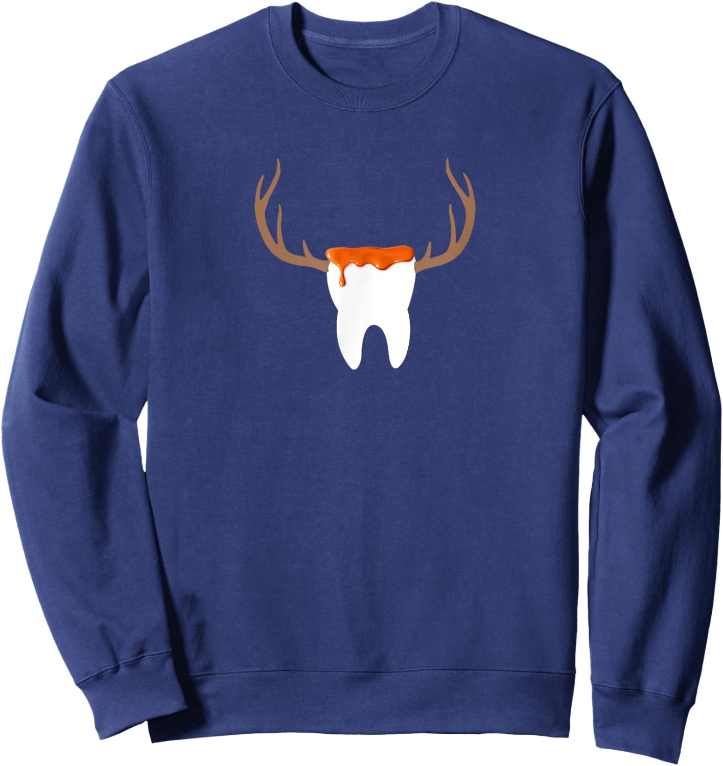 Caramel Syrup Topped Sweet Tooth with Antlers Sweatshirt - Sweatshirt | Navy