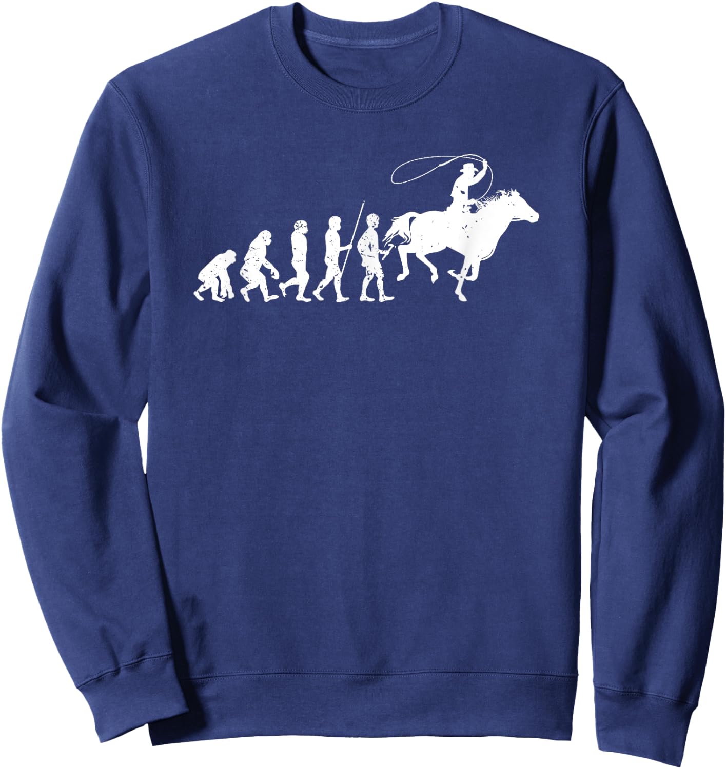 Evolution of Roping Rodeo Western Horse | Rodeo Cowboy Sweatshirt - Sweatshirt | Navy