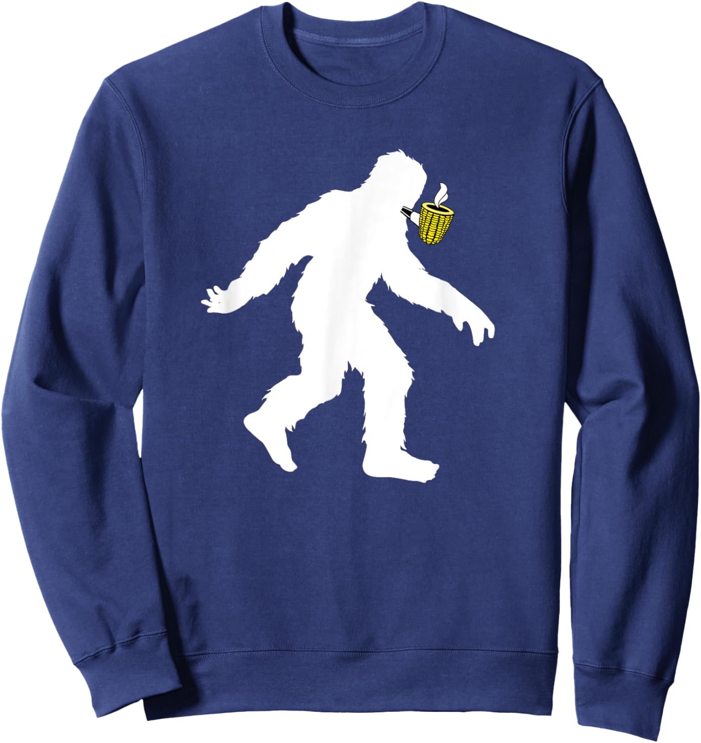 Corncob Tobacco Bigfoot Pipe Smoking Sasquatch Pipe Smoker Sweatshirt - Sweatshirt | Navy